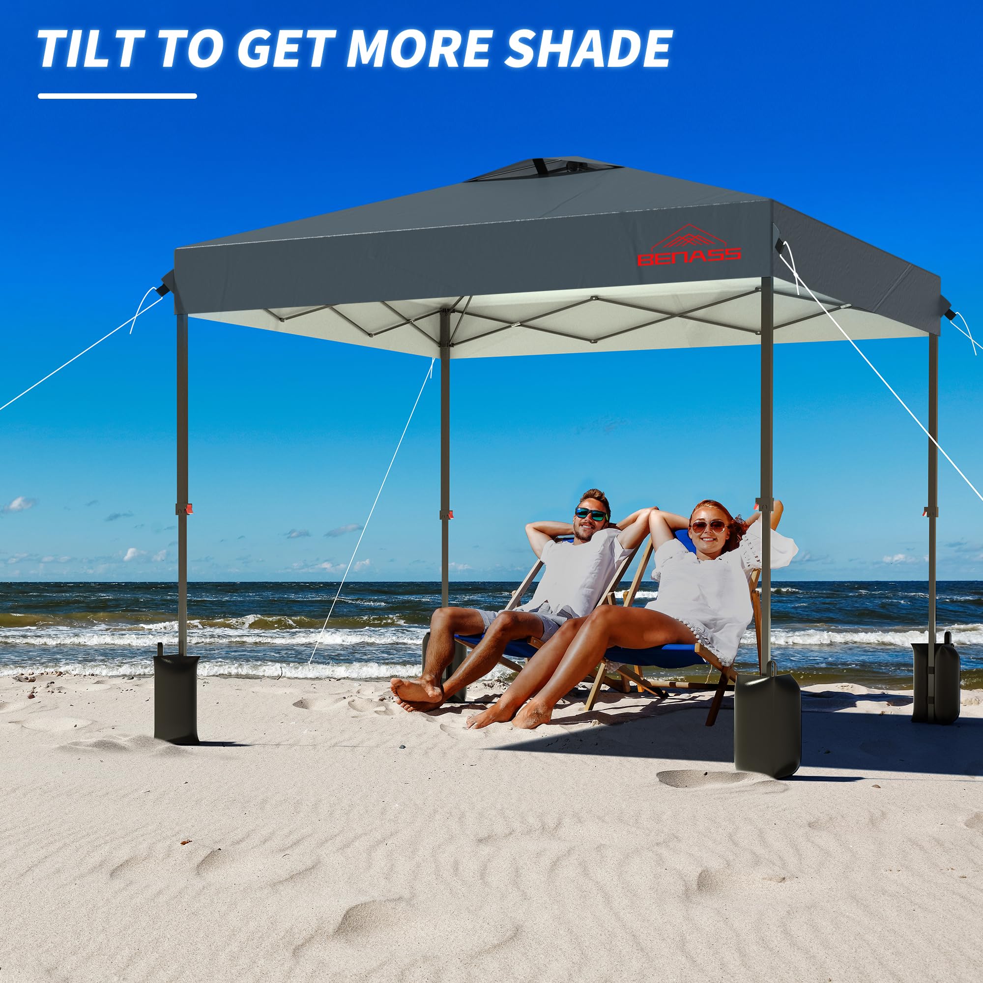 10x10 Pop Up Canopy Tent with Sidewalls - Heavy Duty Instant Shelter for Outdoor Events, Parties & Camping - Easy One-Person Setup in Grey - Perfect for Backyard BBQs, Farmers Markets & Beach Outings
