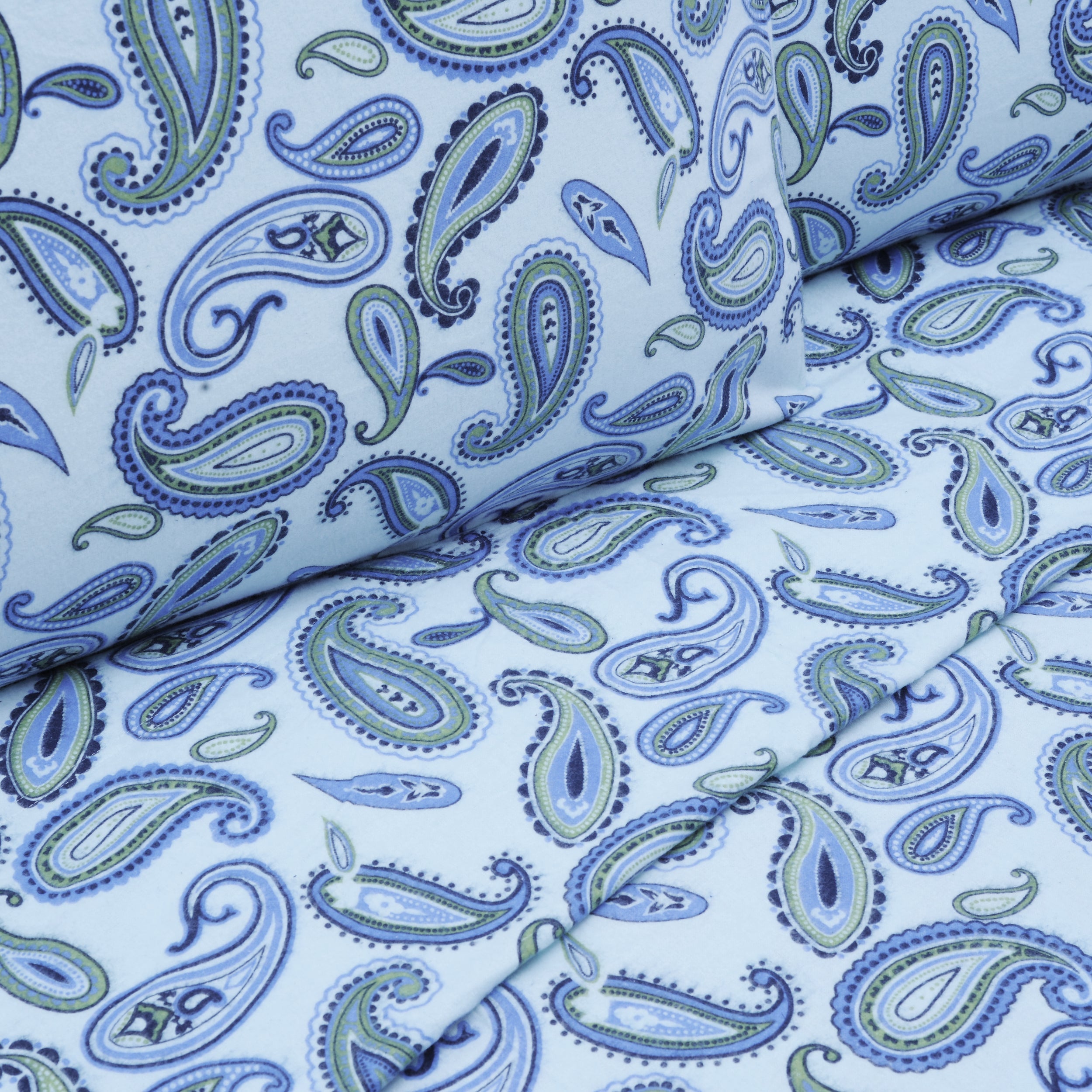 Soft Flannel Cotton Floral Paisley Bed Sheet Set with Deep Pockets - Queen Size, 4-Piece Set for Cozy Winter Nights & Guest Room Comfort