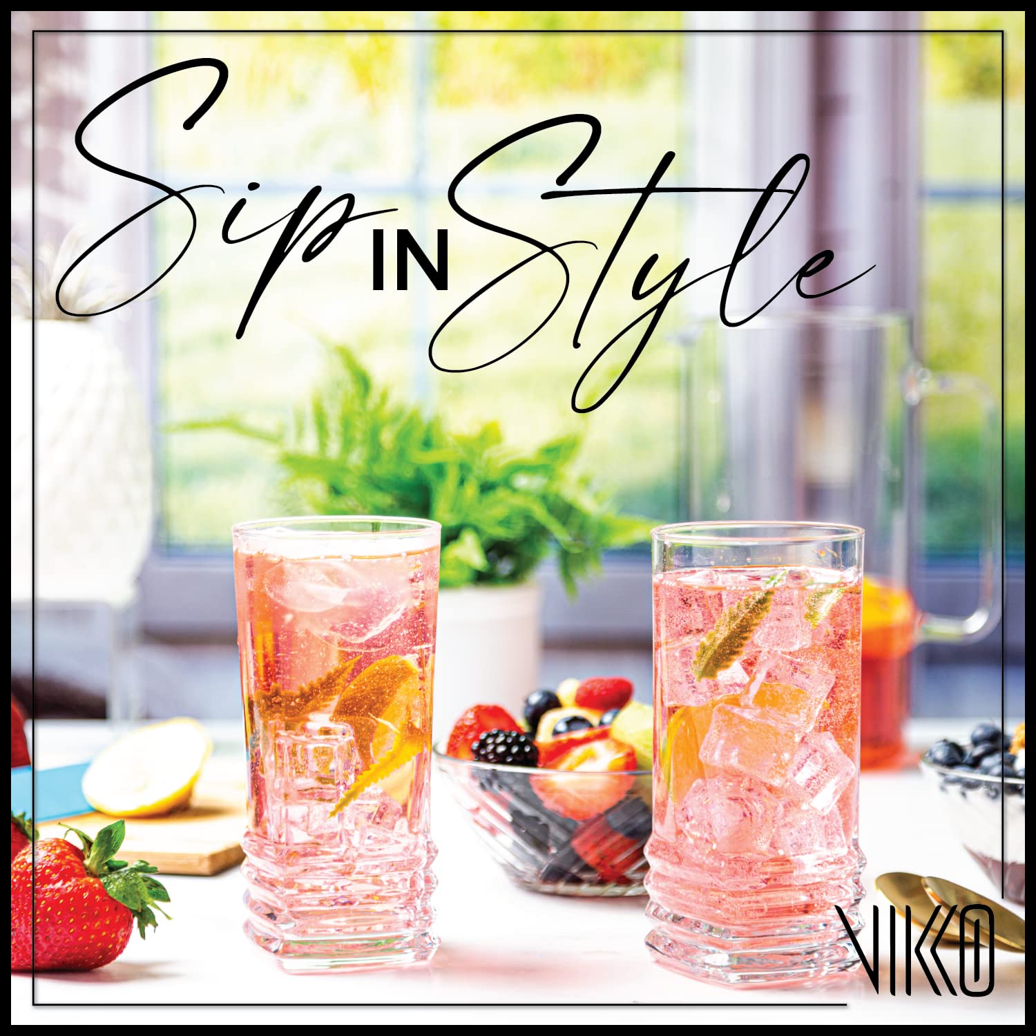 Vikko 11.5 oz Thick & Durable Water Glasses Set of 6 - Heavy Duty Highball Tumblers for Kitchen, Bar, Restaurant - Dishwasher Safe Drinking Glasses for Iced Tea, Juice, Cocktails & Everyday Use