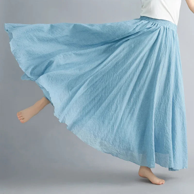 Stylish Women's Cotton Linen Maxi Skirt - Y2K Elegant Boho Long Skirt for Beach, Casual & Harajuku Fashion | Perfect for Summer Outfits, Vacations & Street Style