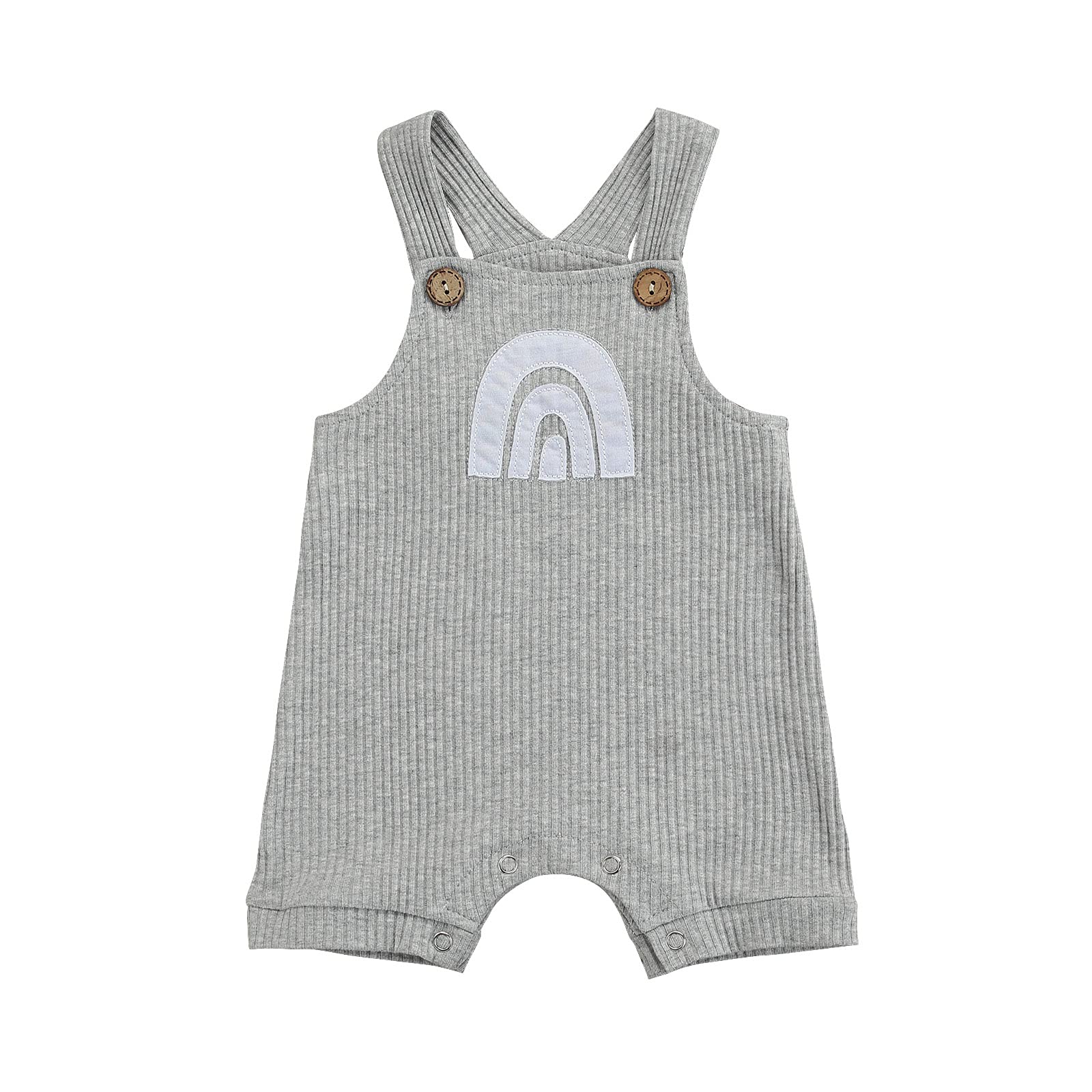 Baby Rainbow Suspenders Jumpsuit - Unisex Romper Outfit for Newborns & Infants (3-6 Months, Grey) | Perfect for Photo Shoots, Playdates & Special Occasions