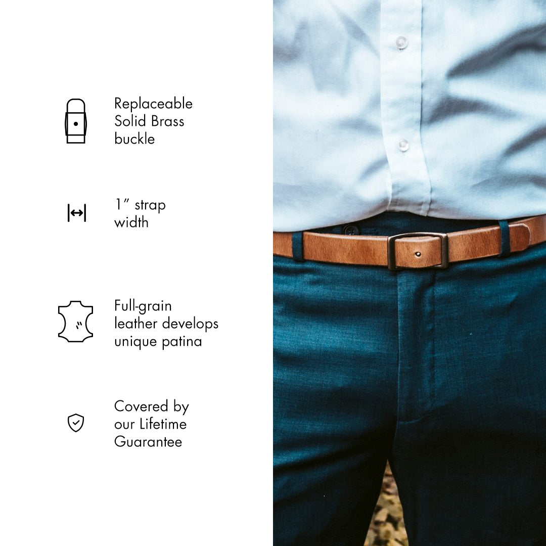 Premium Genuine Leather Conway Belt for Men - Stylish & Durable Dress & Casual Wear - Perfect for Office, Business & Everyday Use