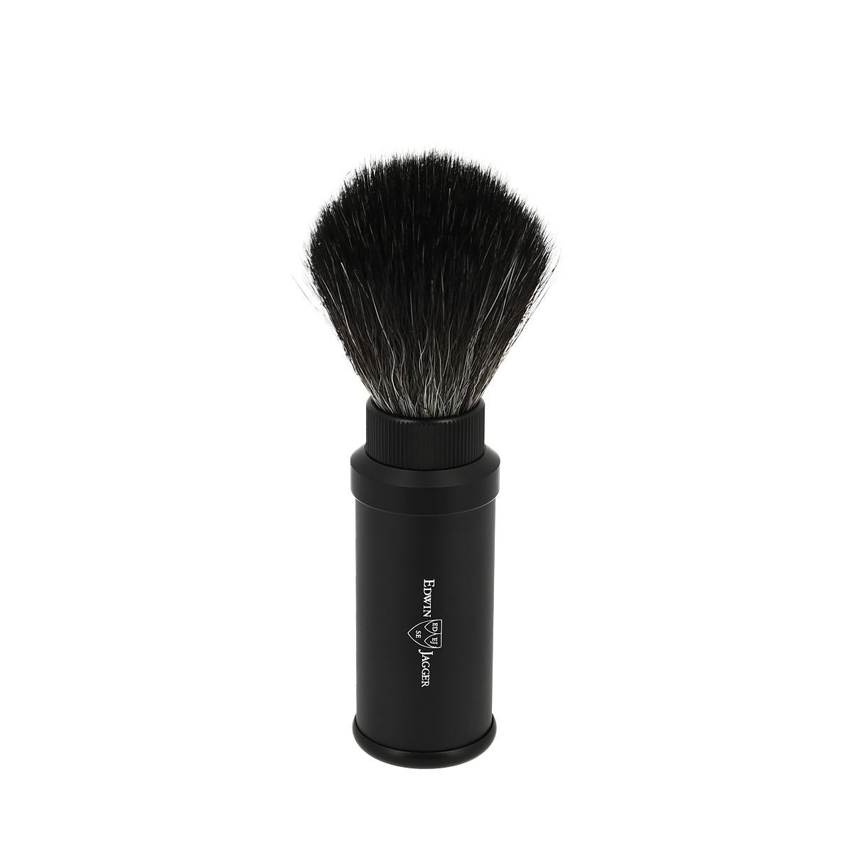 Edwin Jagger Black Synthetic Travel Shaving Brush - Compact & Durable for Men's Wet Shaving - Perfect for Business Trips & Vacation Grooming Kits