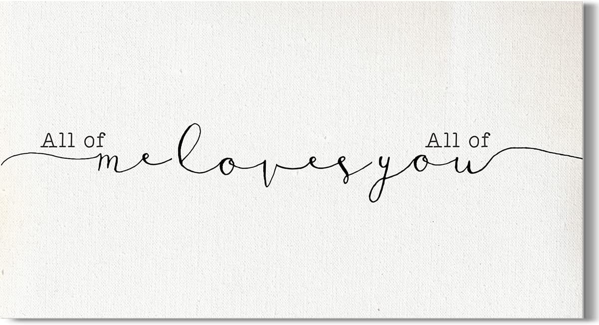 All of Me Loves All of You - Minimalist Canvas Wall Art for Master Bedroom - Romantic Couples Decor - 60x30 Ready to Hang - Perfect Wedding & Anniversary Gift - Ideal for Bedroom, Living Room & Home Decor