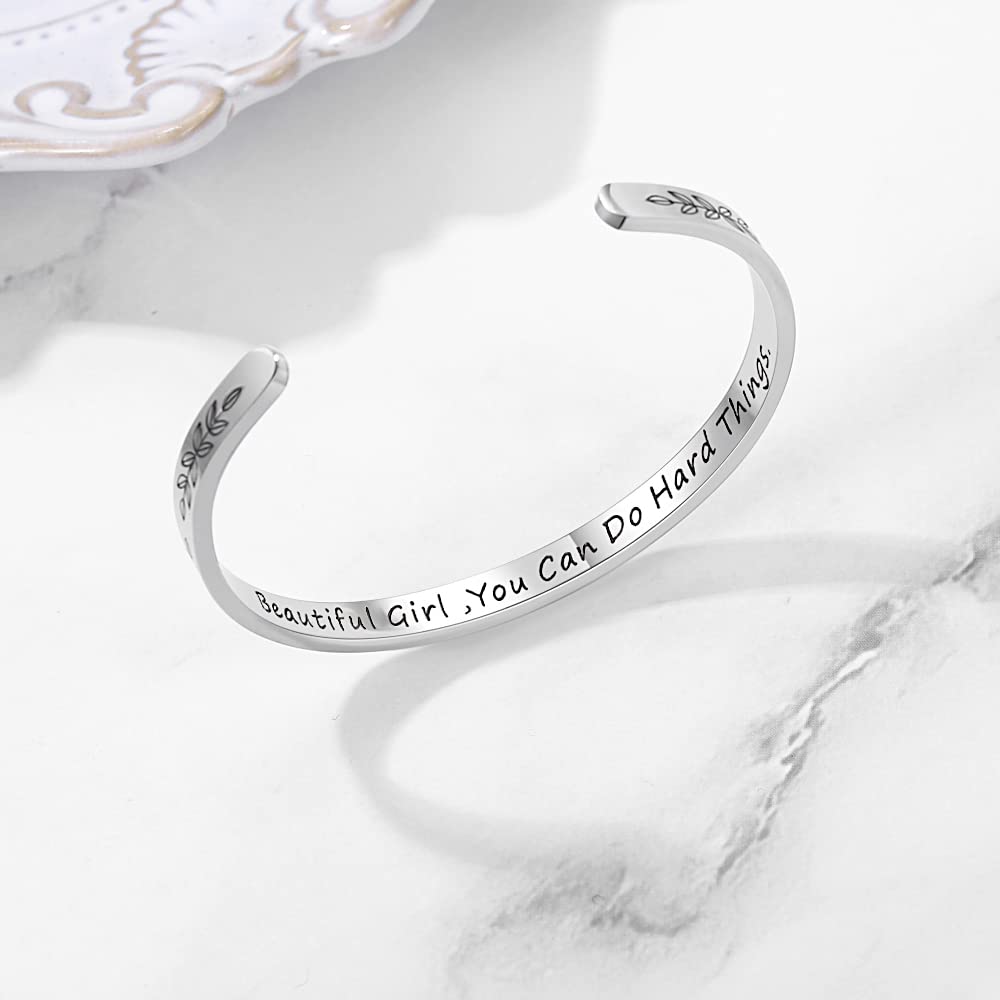 Personalized Cuff Bracelets for Women & Teens - Best Friend Sister Mom Daughter Gift - Custom Name Jewelry for Birthday, Mother's Day, Christmas - Elegant Bangle for Everyday Wear & Special Occasions