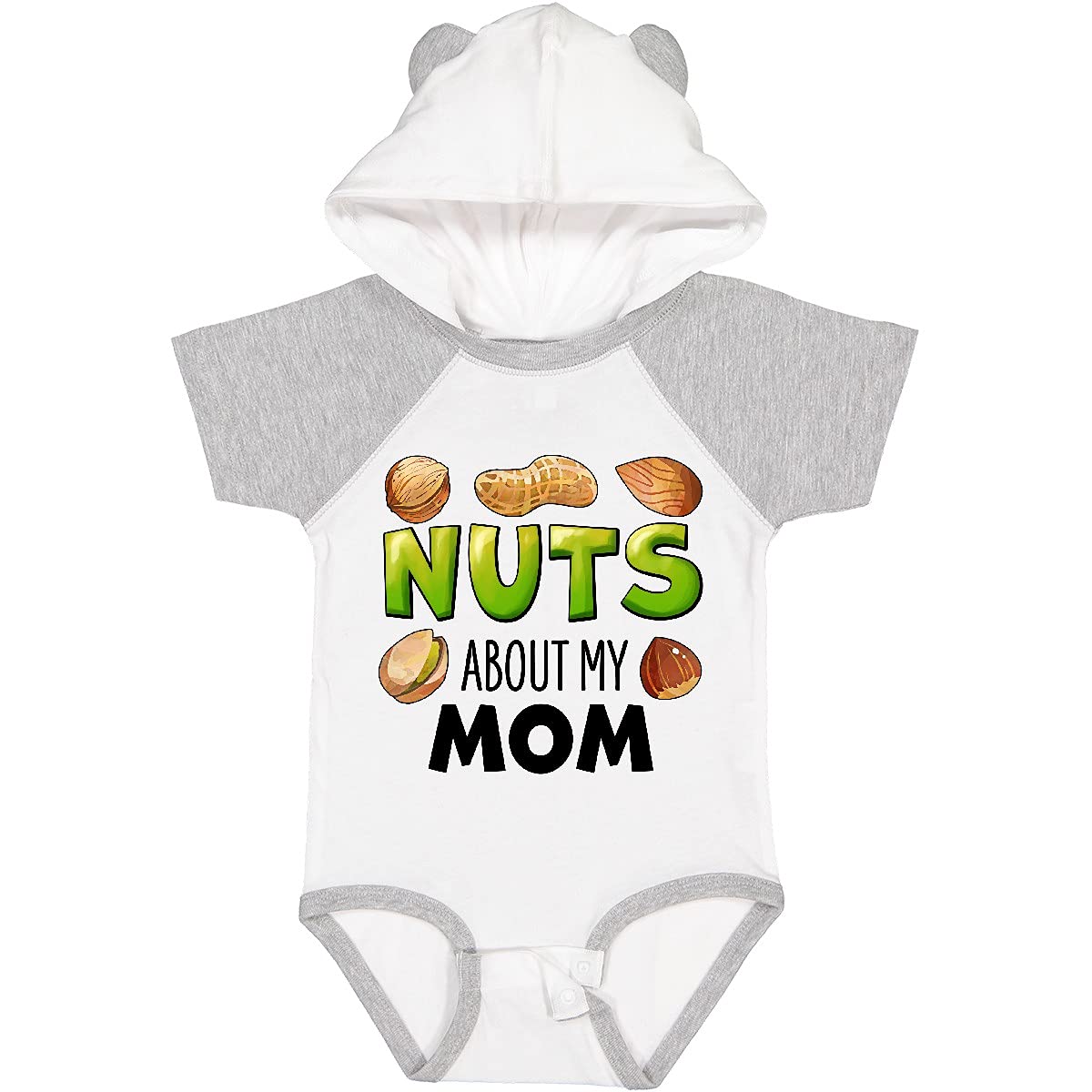 Inktastic 'Nuts About My Mom' Peanut Almond Pistachio Baby Bodysuit - Cute Matching Outfit for Mother's Day & Family Photos