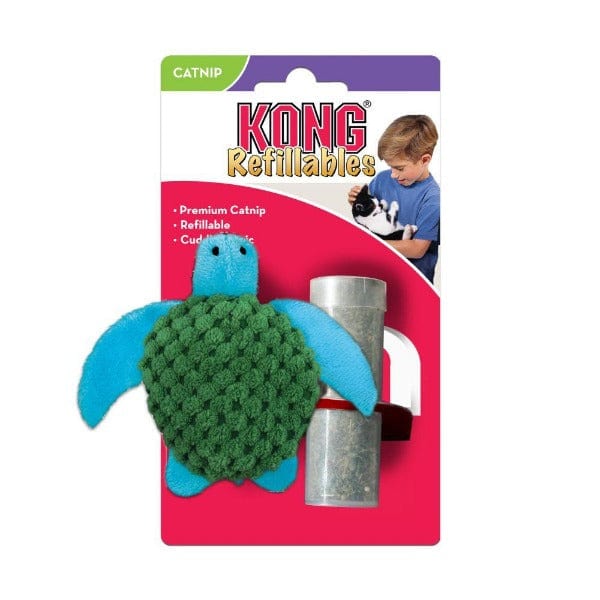 KONG Refillables Turtle Cat Toy - Durable Chew Toy for Cats, Interactive Pet Play, Slow Feeder - Perfect for Indoor Play & Mental Stimulation