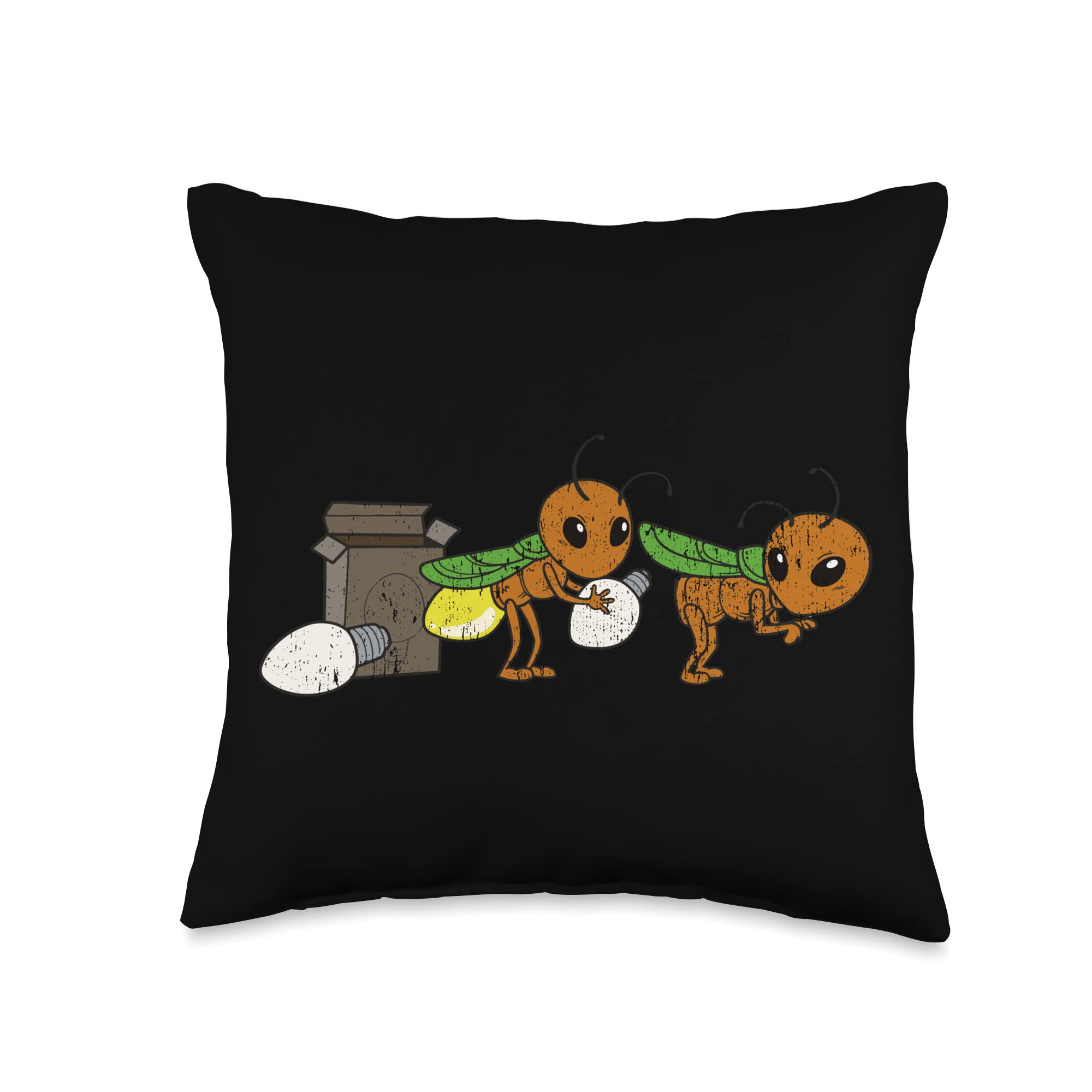 Funny Vintage Retro Lightning Bug Throw Pillow - 16x16 Inch Multicolor Decorative Cushion for Living Room, Bedroom & Home Decor