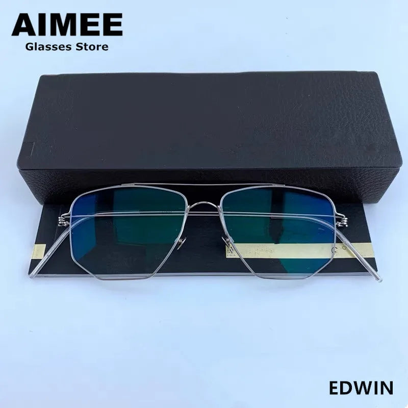 Aimee Unisex Full Rim Square Double Bridge Titanium Eyeglasses 5423 - Lightweight Durable Frame for Men & Women - Perfect for Reading, Working & Fashion Accessories