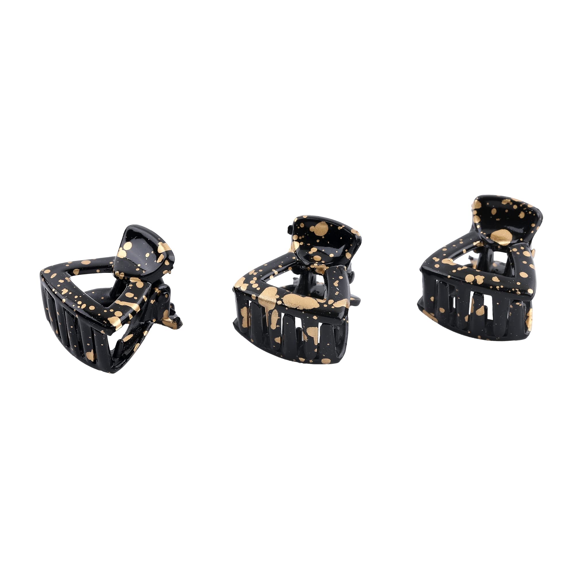 Elegant Black & Gold Dot Plastic Butterfly Hair Clips for Women & Girls - 3 Pack - Perfect for Parties, Weddings & Everyday Hairstyling