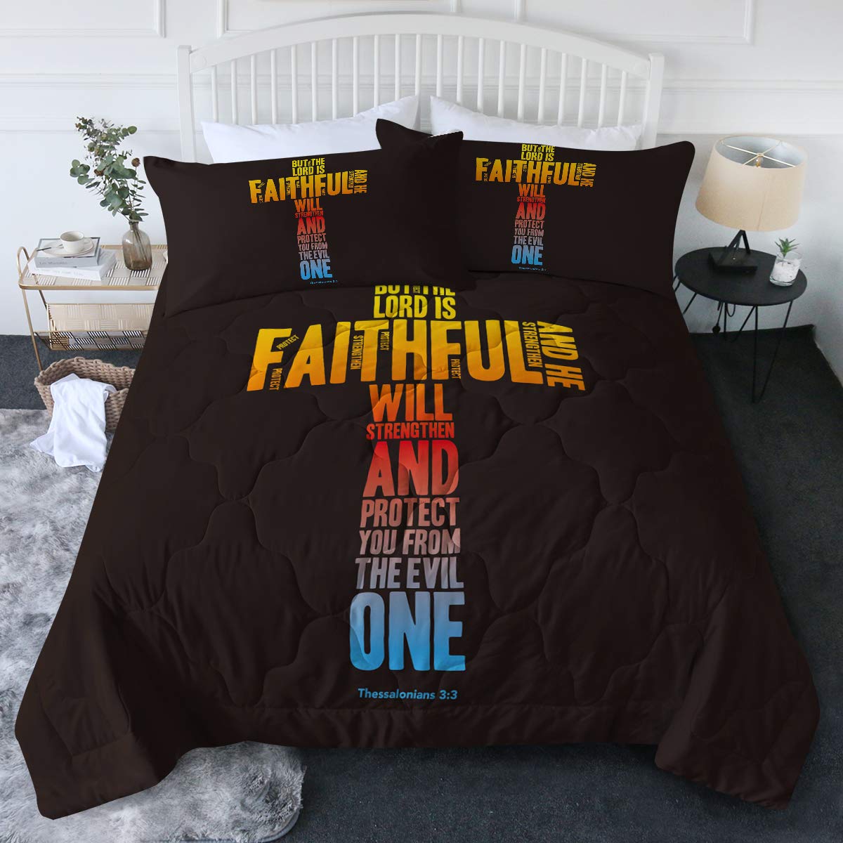 BlessLiving Religious Comforter Set - Faith-Inspired Bible Verse Bedding Collection | 3-Piece Twin/Twin XL Bedspread | Soft, Comfortable & Machine Washable | Perfect for Christian Home Decor, Prayer Rooms & Spiritual Gifts for Men & Women