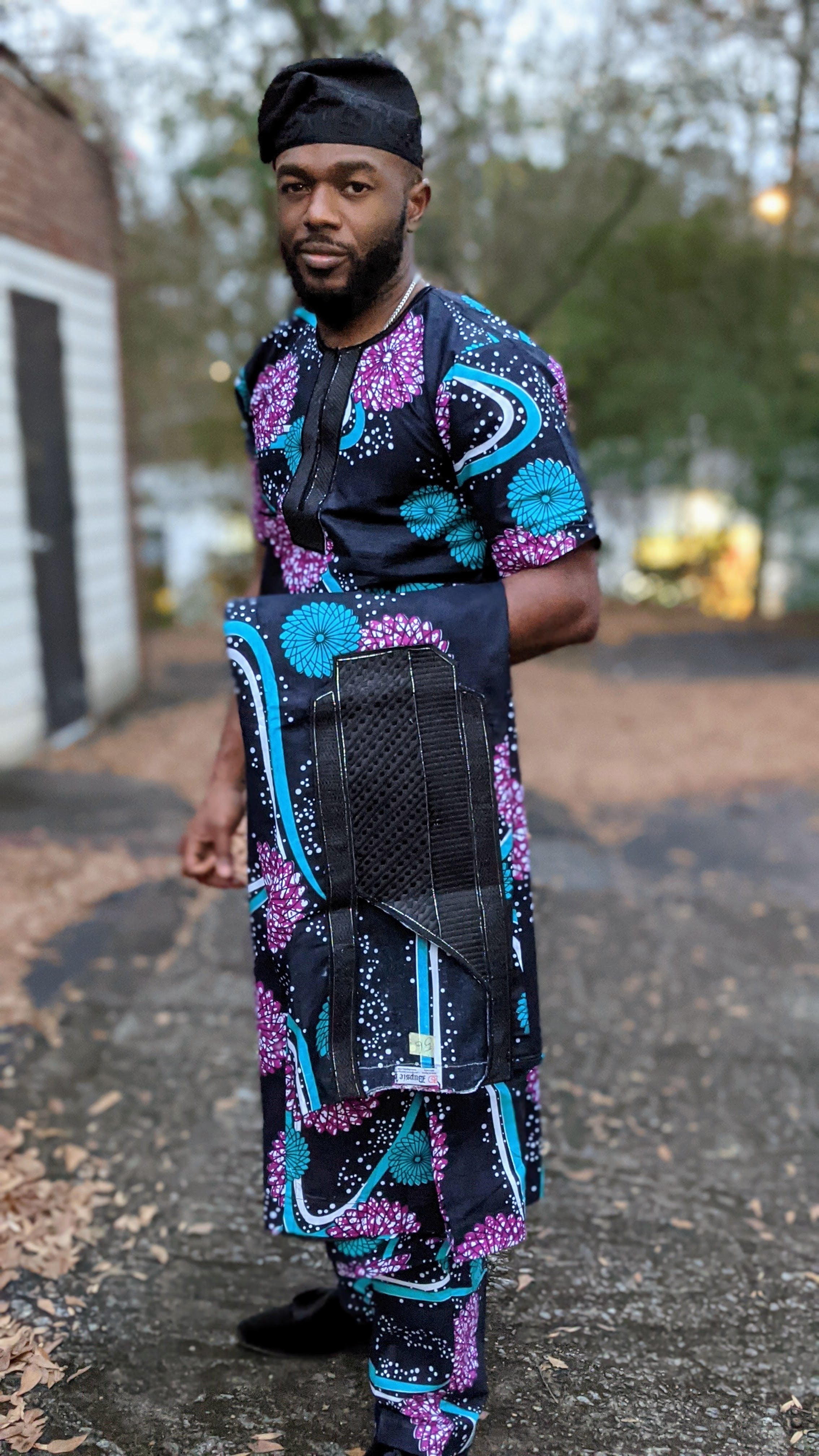 Adetunde Ankara African Print Agbada Set DP5006GB2 | Traditional Nigerian Menswear | Elegant 3-Piece Outfit for Weddings, Parties & Special Occasions