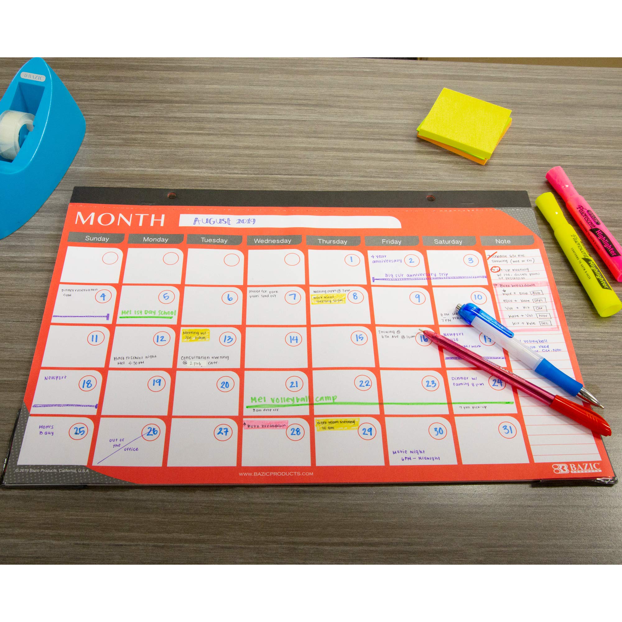 BAZIC Undated 12-Month Desk Calendar 11