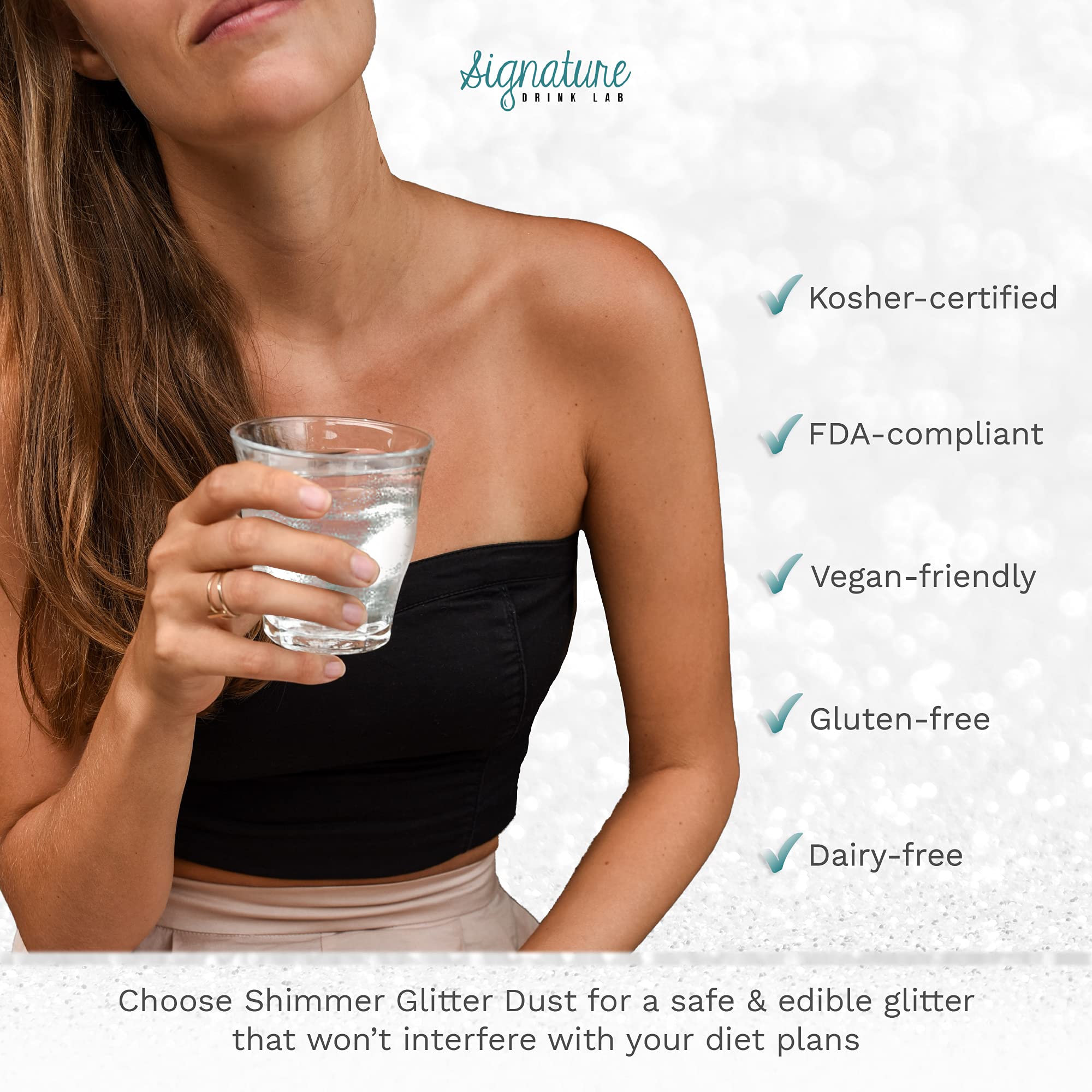 Edible Glitter for Drinks - Food Grade Silver Shimmer Dust for Cocktails, Beer, Wine, Cakes & Desserts - 25g | Safe, Non-Toxic & Vegan-Friendly for Party Decorations & Baking