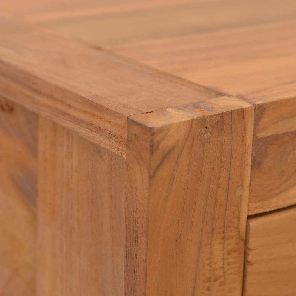 Modern Nightstand with Drawer - Solid Teak Wood Bedside Table (19.7
