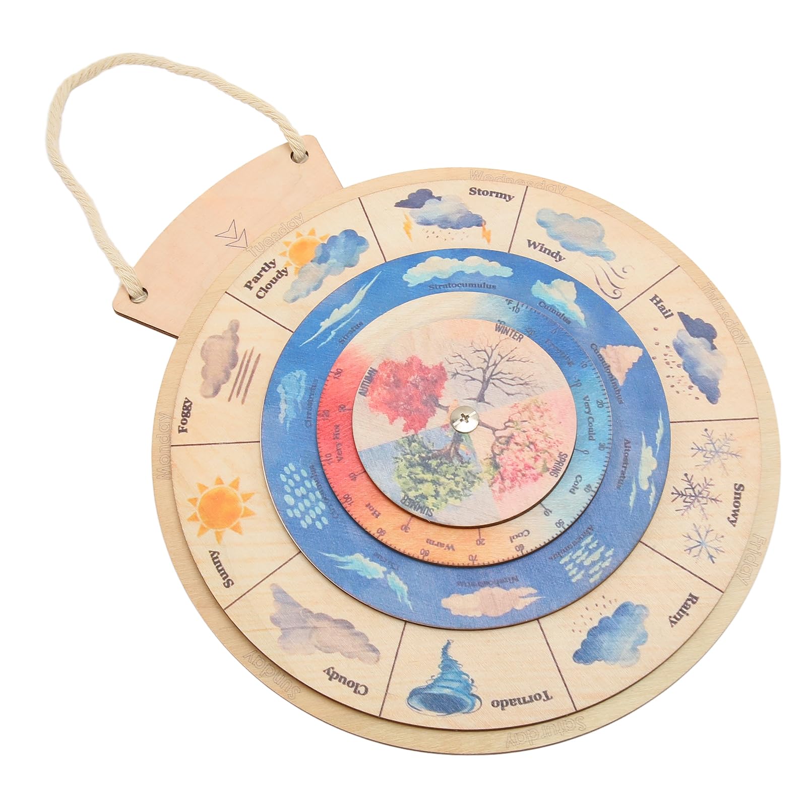 Educational Wooden Calendar Clock for Kids - Learn Weather, Seasons, Temperature & Time | Montessori Early Learning Toy for Classroom & Homeschool