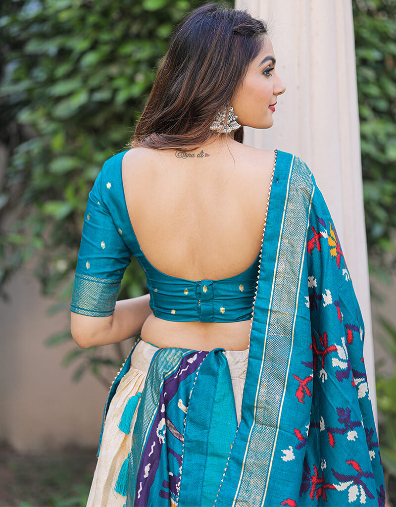 Blue Dola Silk Lehenga Choli - Elegant Indian Bridal Dress for Weddings & Festive Occasions