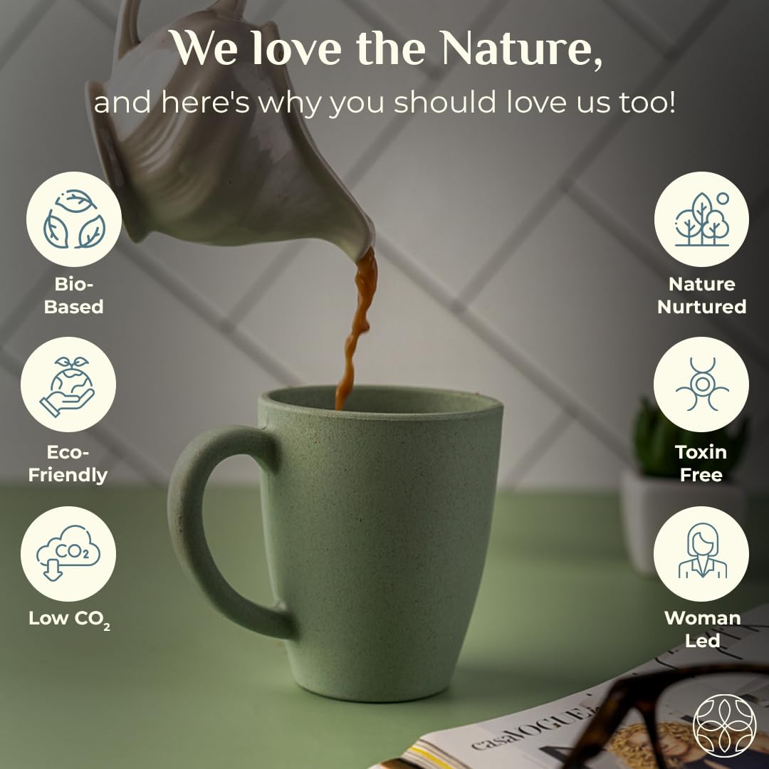 Irida Naturals Unbreakable Coffee Mug - Eco-Friendly Microwave Safe Travel Mug for Tea & Coffee, 300ml Rice Husk Cup for Hot/Cold Drinks, Matte Finish Gift Mug (Plush Pink) - Perfect for Office, Camping & Home Use