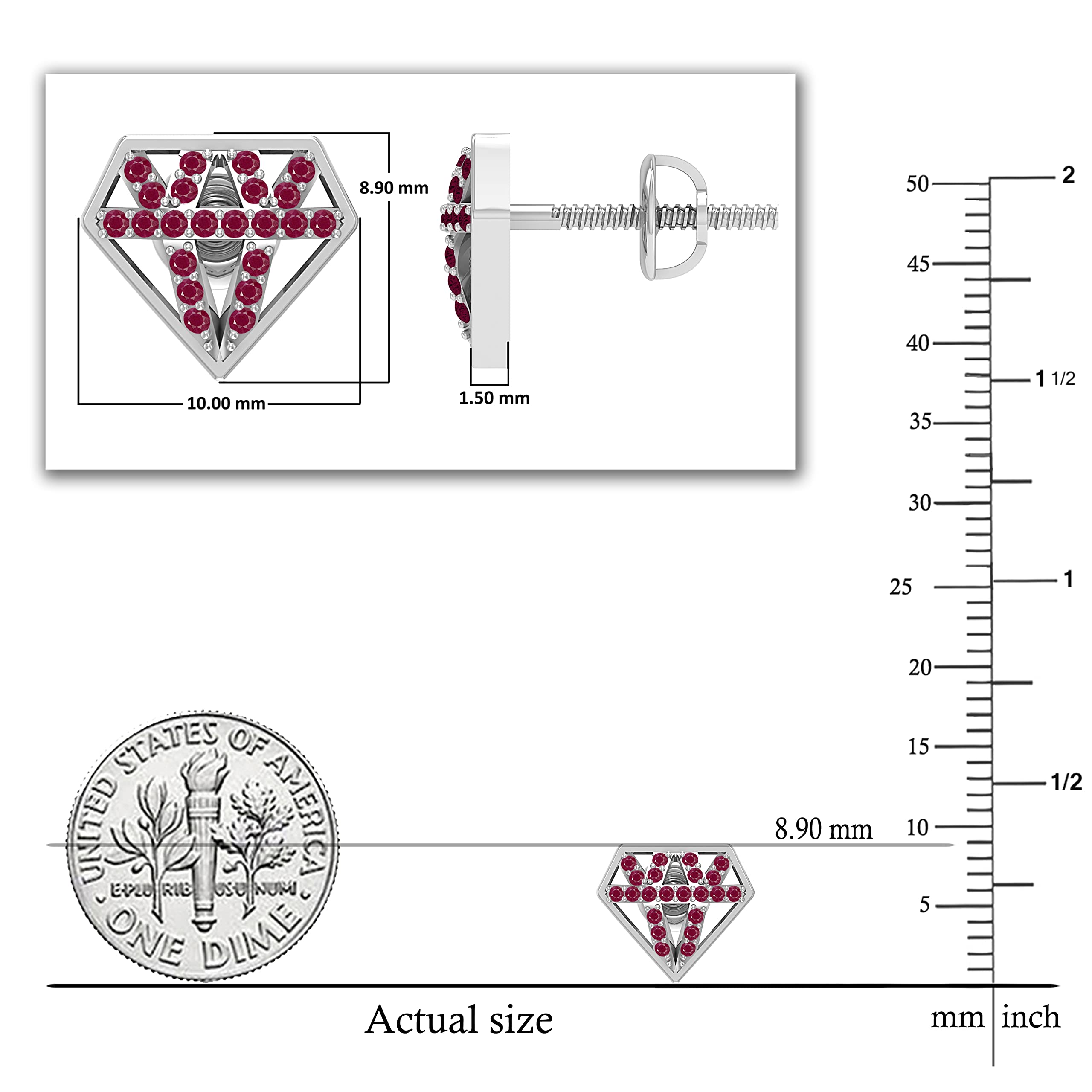 Dazzlingrock Collection 925 Sterling Silver Round Gemstone & Diamond Stud Earrings for Women - Screw Back or Push Back - Perfect for Everyday Wear, Parties & Gifts