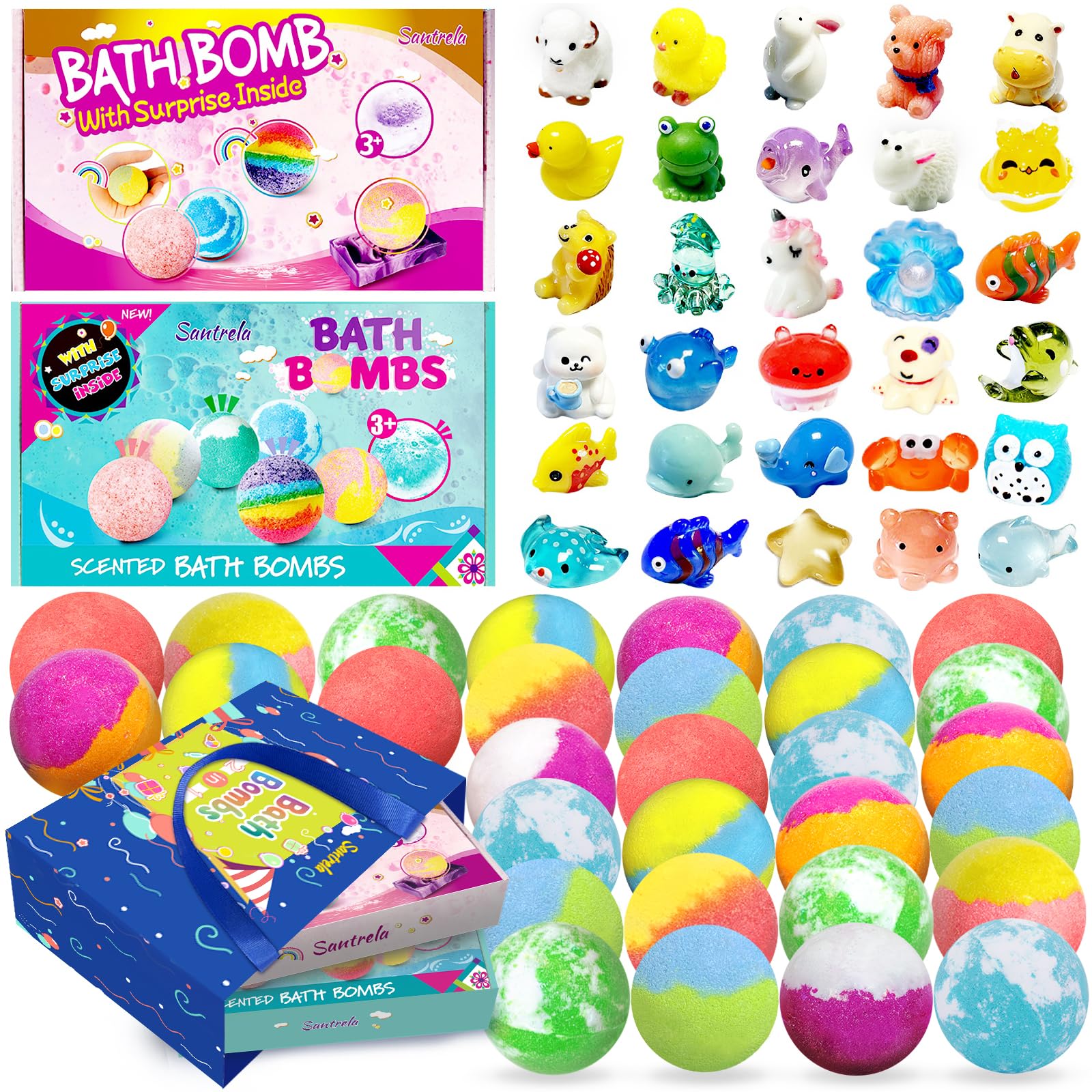 **30-Pack Kids Bath Bombs with Surprise Toys Inside - Fun Bubble Bath Fizzies for Boys & Girls | Birthday, Christmas, Halloween Party Favors | Handmade, Child-Safe for Relaxing Bath Time Play**