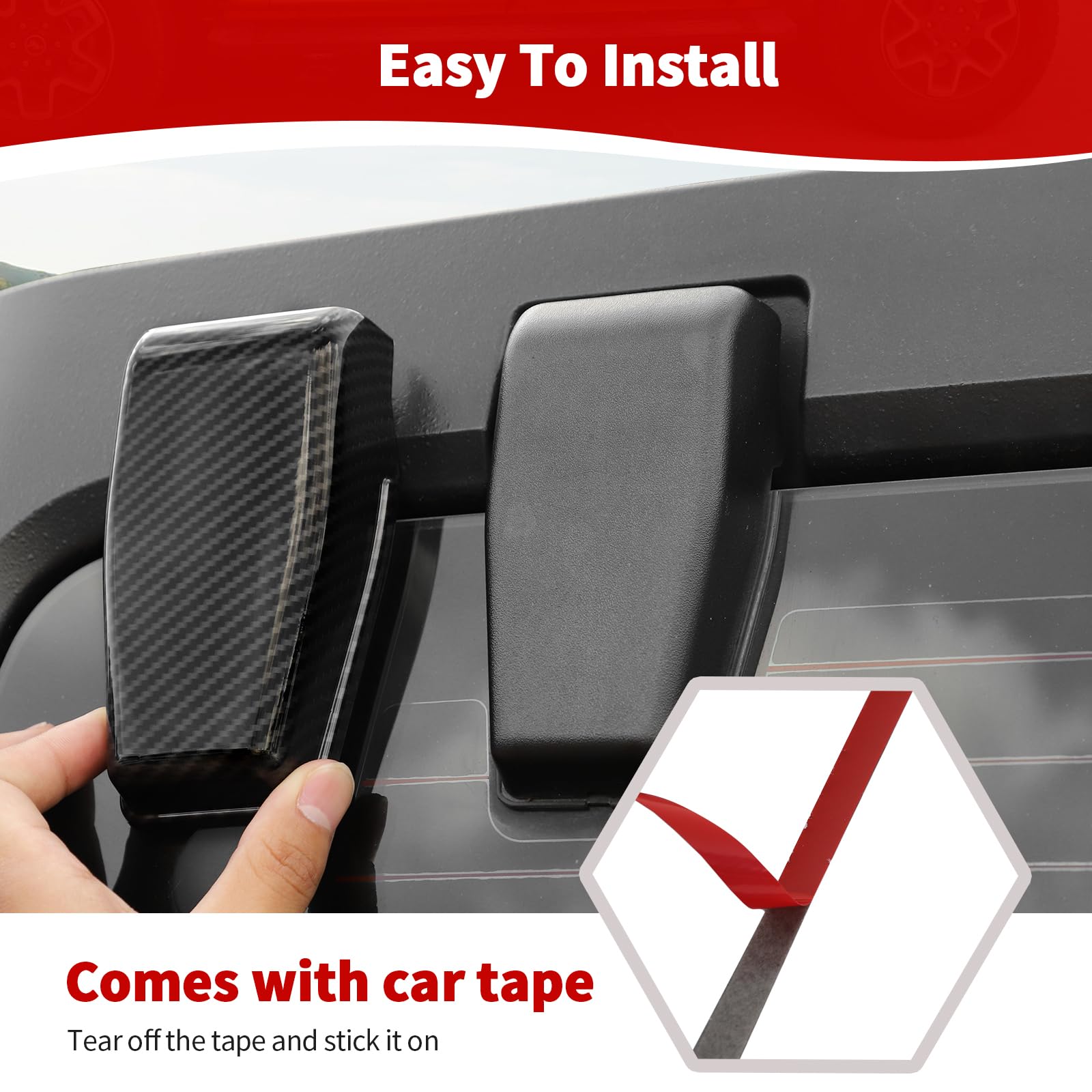 Jeep Wrangler JK JKU Rear Window Hinge Trim Cover (2007-2017) - Carbon Fiber ABS Black Exterior Accessories (2-Piece Set) - Perfect for Off-Roading & Jeep Customization