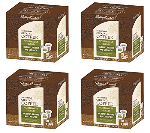 Harry & David Northwest Blend Coffee Pods - 72 Single Serve Cups (4 Boxes of 18 ct) | Compatible with Keurig Brewers | Perfect for Office, Home & Gifting