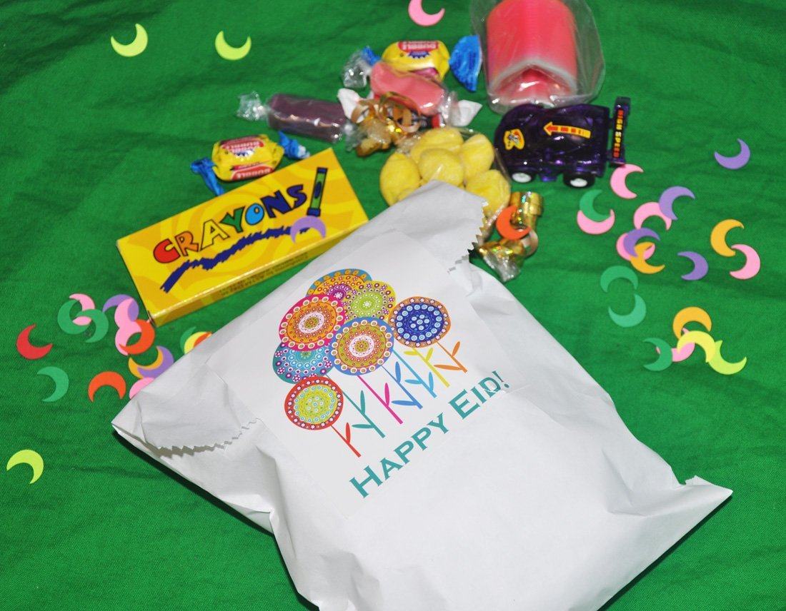 Happy Eid Flower Party Treat Bags - 12 Pack Colorful Gift Bags for Eid al-Fitr Celebrations, Ramadan Gifts, Islamic Festivals & Family Gatherings