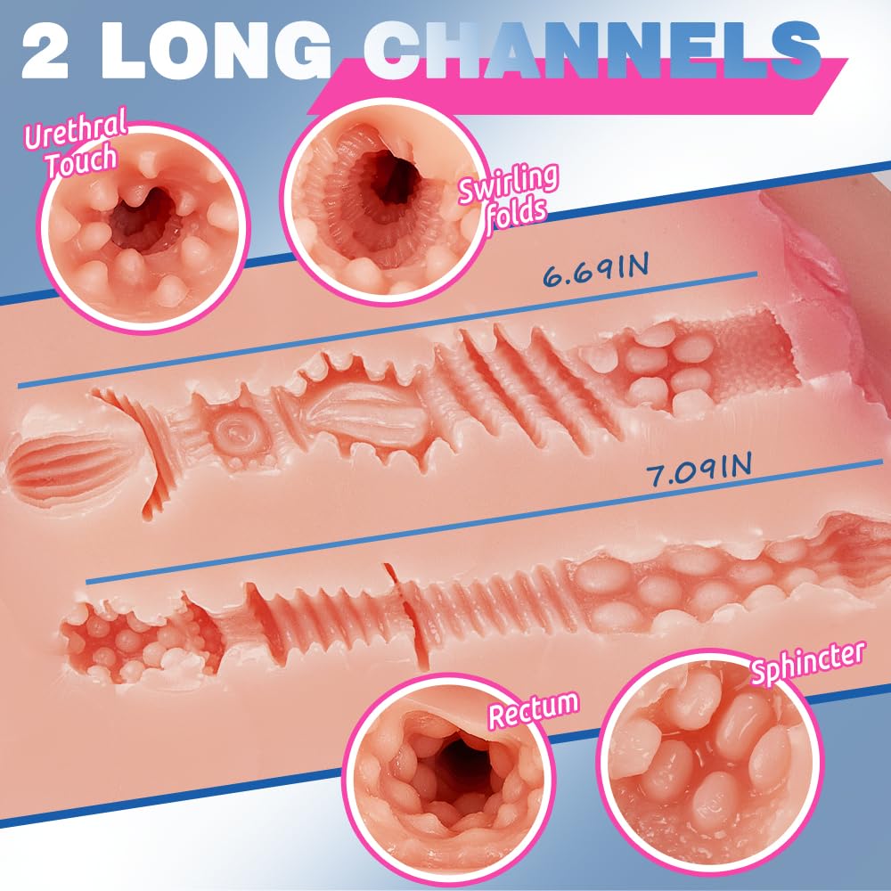 Realistic 16Lb Male Masturbator Sex Doll with Busty Ass & Pussy - Dual Vaginal & Anal Channel Stroker for Multiple Sex Positions | Goyha Adult Toy for Men's Solo Pleasure | Perfect for Discreet Home Use & Enhanced Intimate Experience