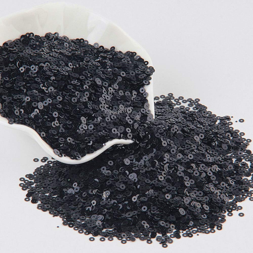 30g/Lot 6mm Cup Black Sequins for Sewing - DIY Craft Sequins for Dresses, Tablecloths, Backdrops, Curtains & Table Runners - Perfect for Women's Fashion, Home Decor & Party Decorations