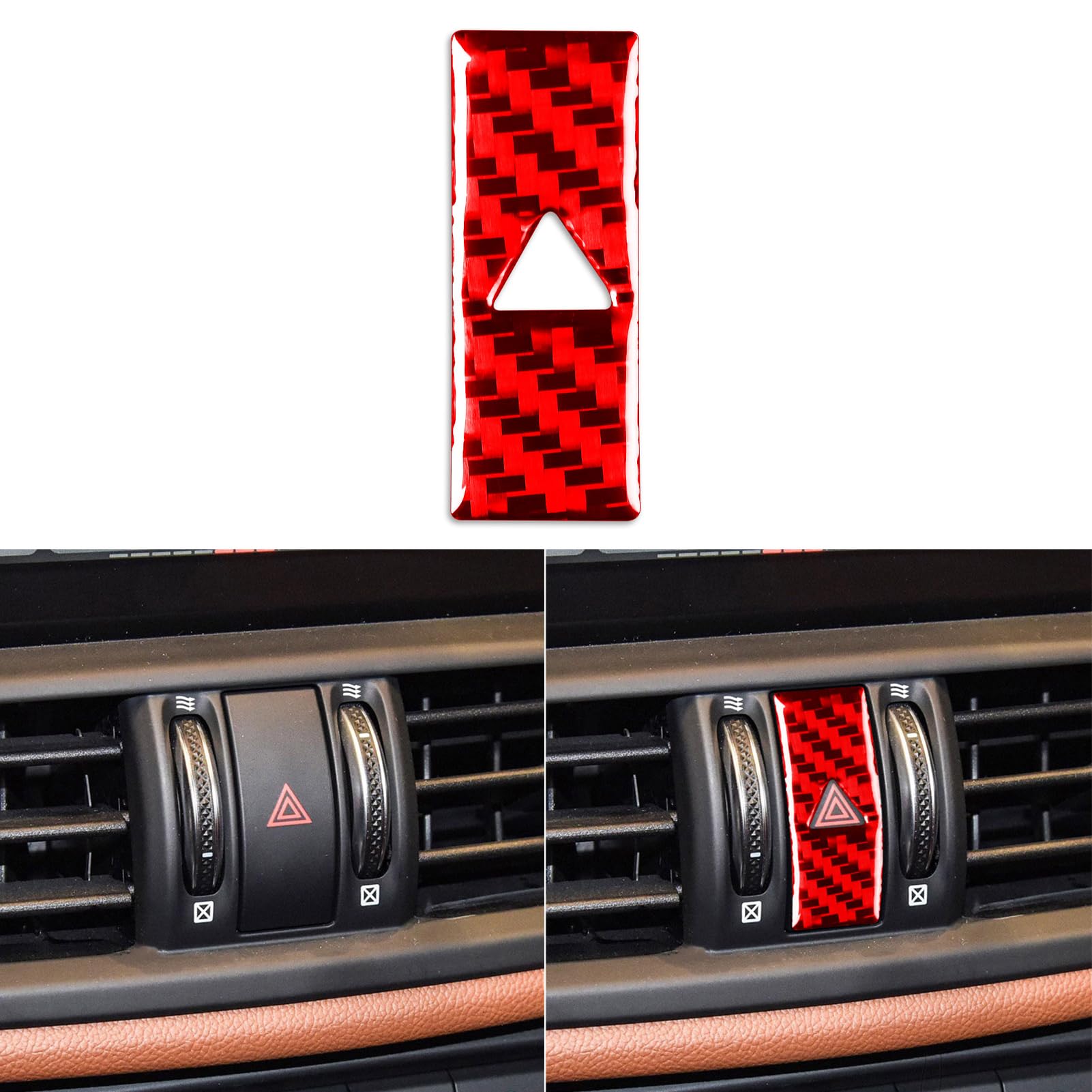 Alfa Romeo Giulia 2017-2023 Car Emergency Warning Light Control Button Panel Sticker - Real Carbon Fiber Auto Interior Trim Accessories (Red) | Dashboard Upgrade for Enhanced Style & Safety