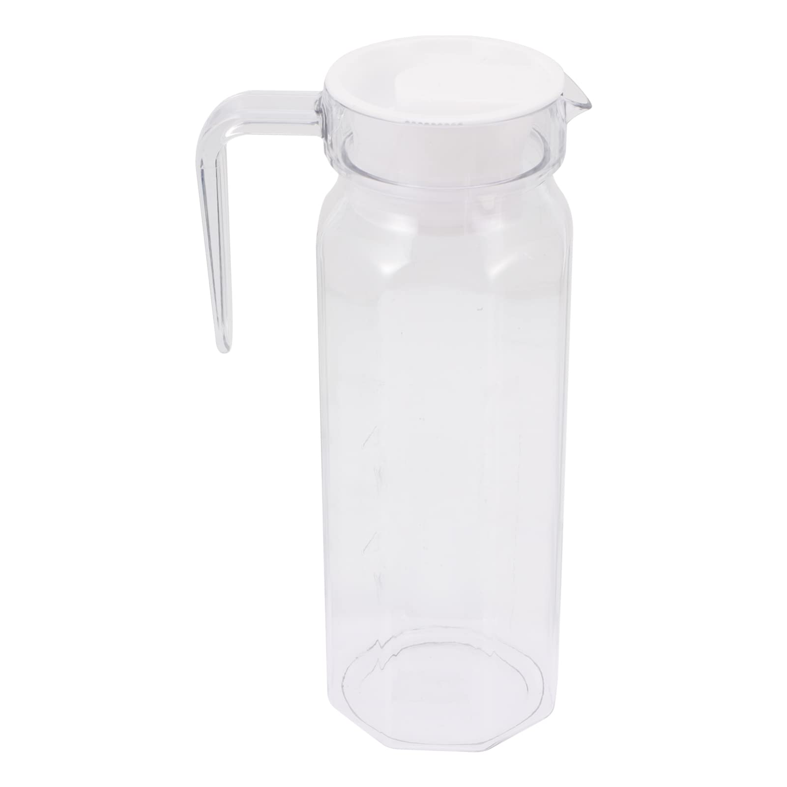 Yardwe 1100ml Octagon Shaped Plastic Pitcher with Lid & Handle - Leakproof Water Jug for Iced Tea, Juice, Lemonade & Homemade Drinks | BPA-Free Refrigerator Storage Container | Perfect for Parties, Picnics, BBQs, Outdoor Entertaining & Kitchen Use