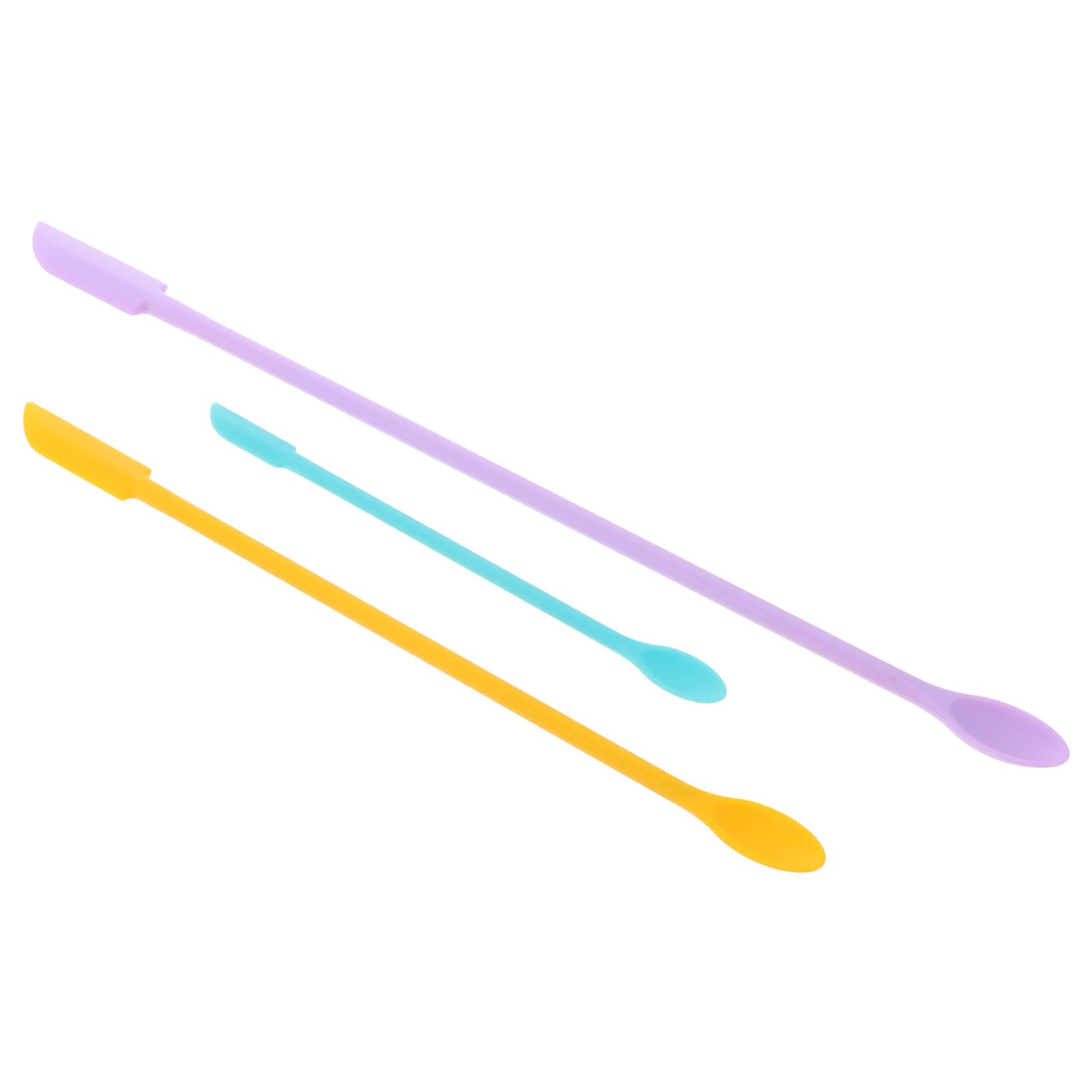 3-in-1 Silicone Makeup Spatula Set with Long Handle - Mini Cosmetic Scraper for Bottles, Jars & Dishes | Perfect for Foundation, Skincare & Kitchen Use