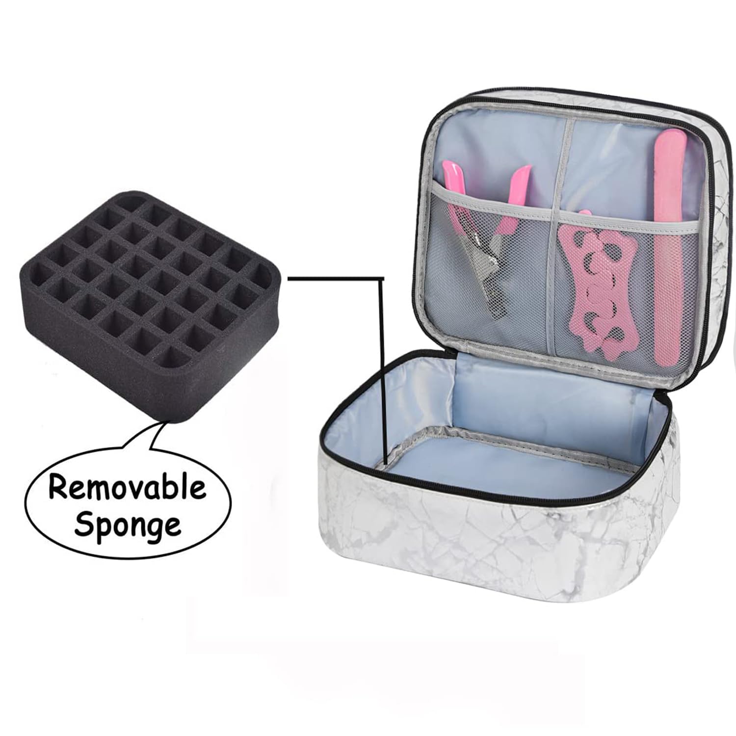 30-Slot Nail Polish Organizer - Double Layer Storage for Manicure Set & Travel | White Cosmetic Case