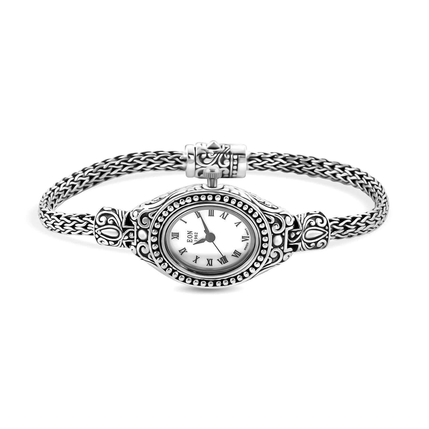 SHOP LC EON 1962 Women's Bracelet Watch with Genuine Movement - Sterling Silver Tulang Naga Design - Perfect for Engagement, Anniversary, Wedding, Birthday Gifts - Elegant Timepiece for Daily Wear & Special Occasions
