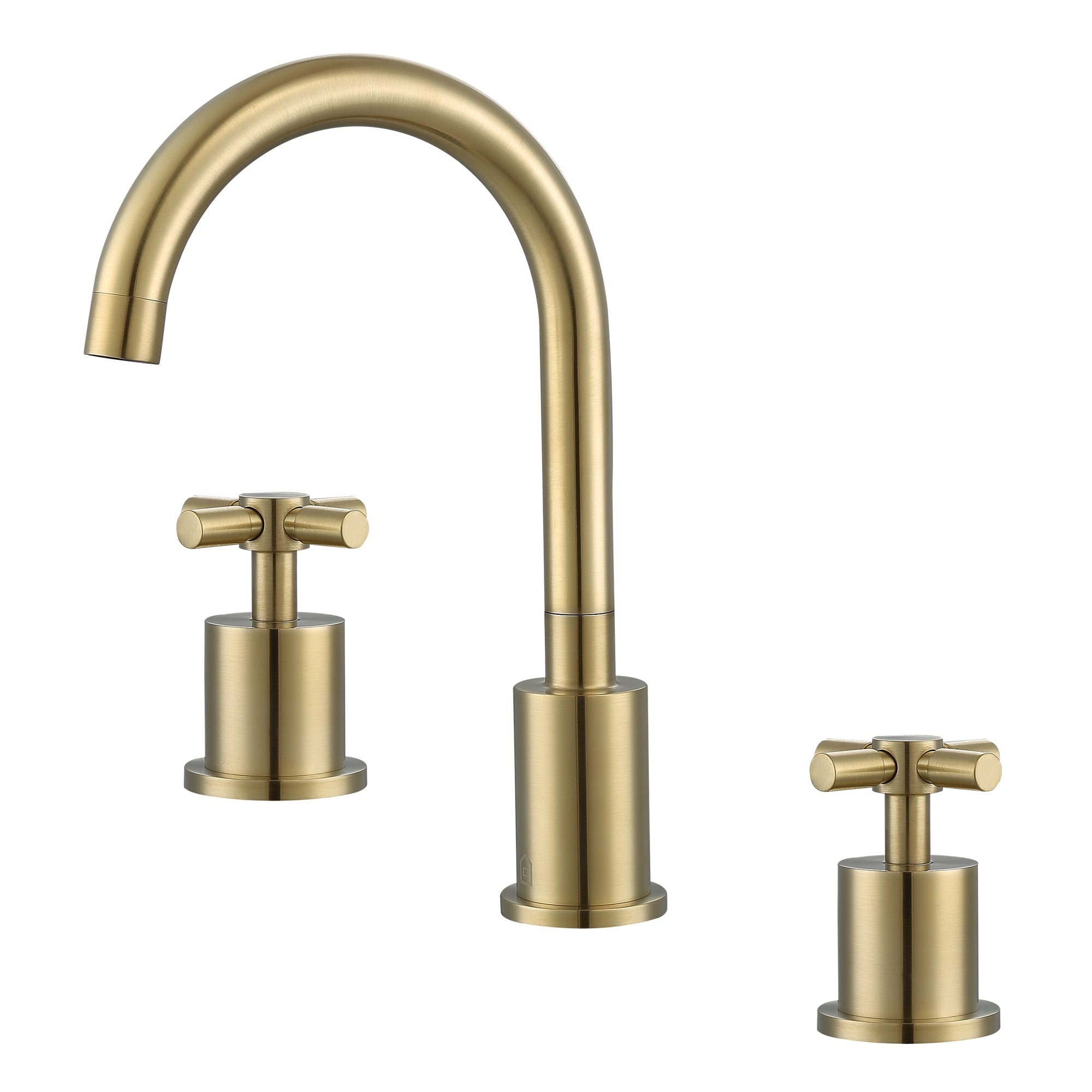 Ancona Prima Widespread 3-Hole Bathroom Sink Faucet with Cross Handles in Brushed Champagne Gold - Perfect for Modern Vanities and Guest Bathrooms