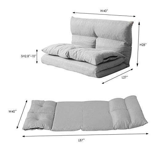 YSKWA Foldable Fabric Chaise Lounge Chair - Portable Floor Sofa for Gaming, Living Room, Bedroom - Comfortable & Stylish (Gray) - Perfect for Relaxing, Lounging & Small Spaces