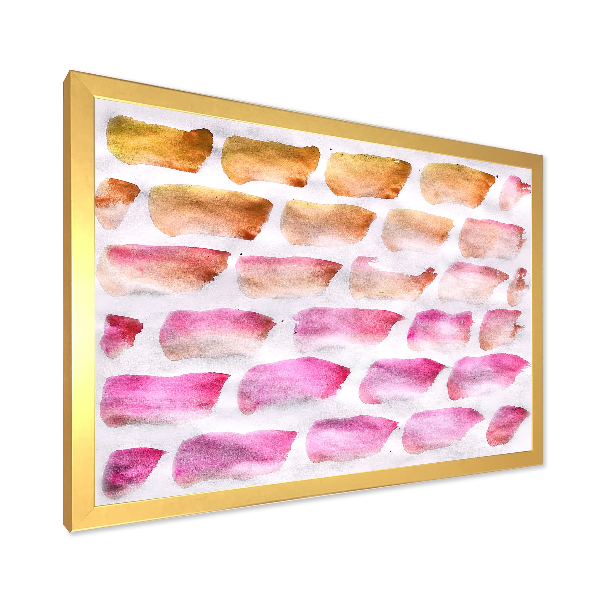 Abstract Pink and Dark Yellow Brushes Modern Framed Wall Art - Contemporary Home Decor for Living Room, Bedroom & Office