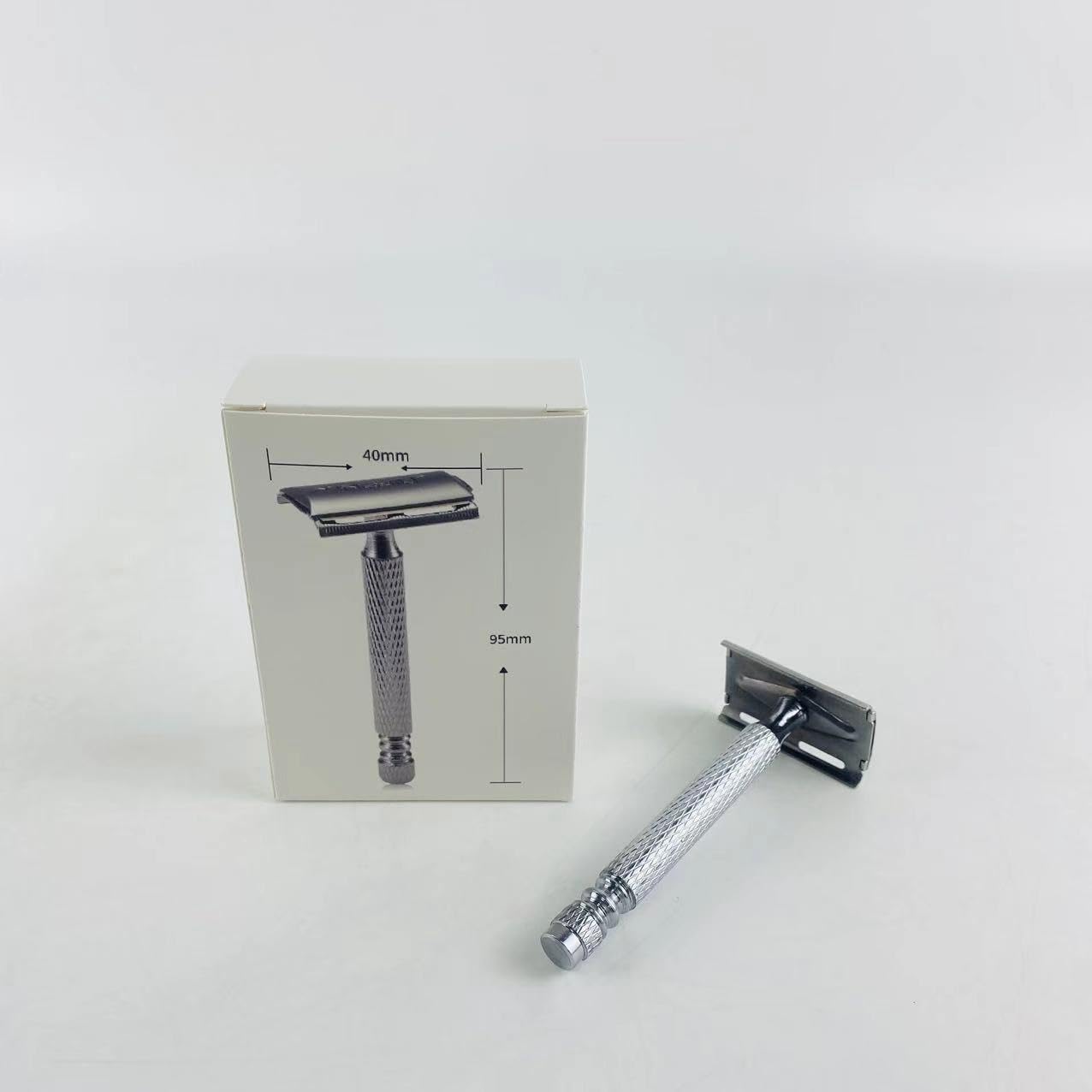Premium Long Handle Double Edge Safety Razor - Butterfly Open Chrome Steel Razor with Blades for Men | Smooth, Close Shave | Ideal for Travel & Daily Grooming Routine