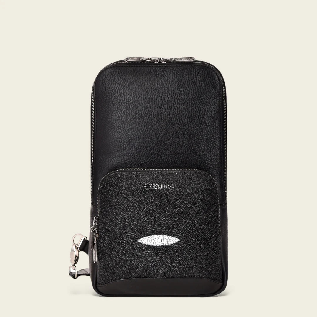 BO462MA Black Cuadra Fashion Stingray Leather Crossbody Messenger Bag for Men - Stylish & Durable Everyday Carry for Work, Travel & Casual Outings