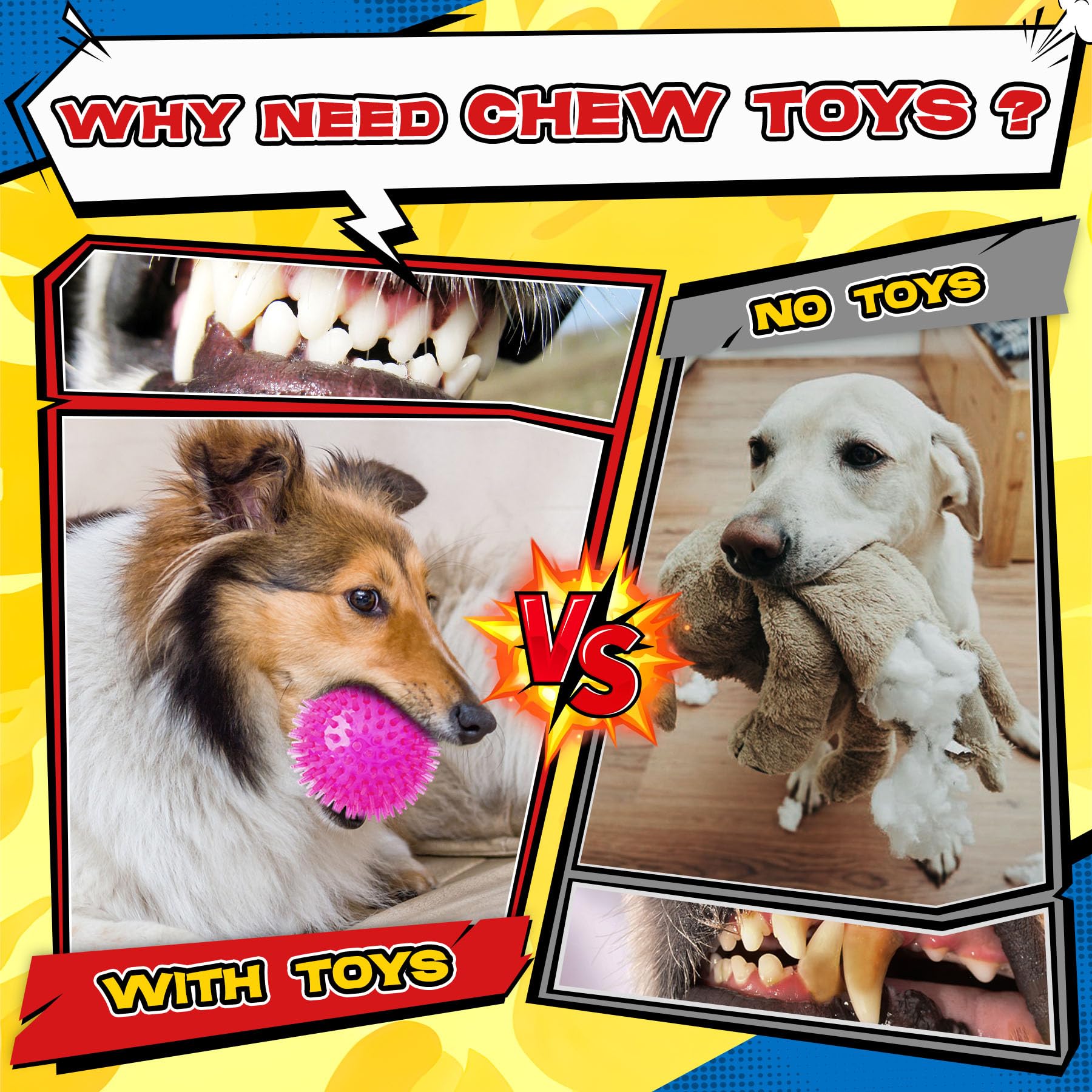 12 Pack Durable Dog Chew Toys for Aggressive Chewers - Heavy Duty Rope Toys, Squeaky Toys & Indestructible Chew Bones for Medium, Large & X-Large Dogs - Perfect for Playtime, Training & Teeth Cleaning