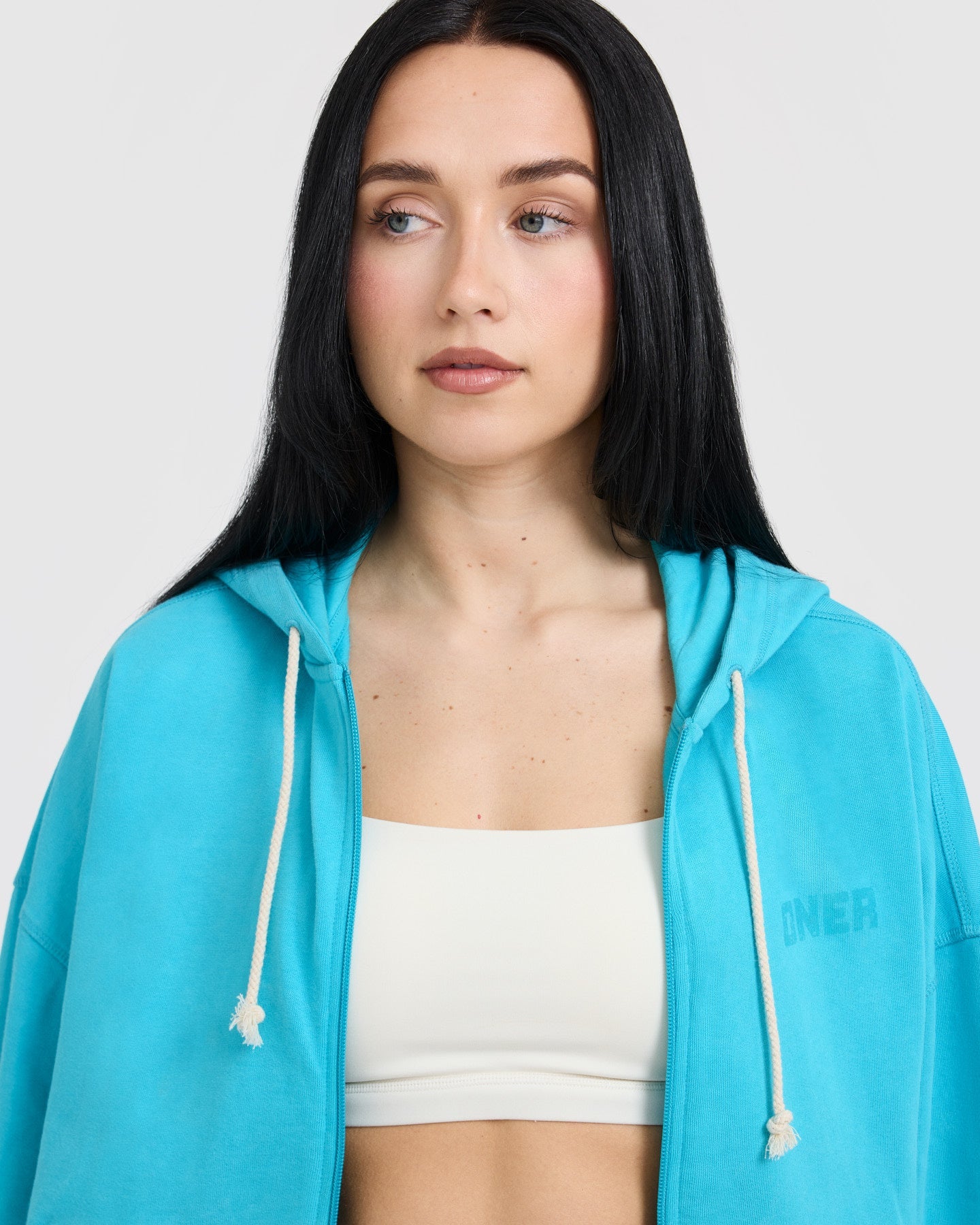 Raw Lounge Oversized Zip Hoodie for Women & Men - Soft Fleece Pullover with Front Pockets, Aqua Blue | Cozy Casual Wear for Home, Gym & Outdoor Activities