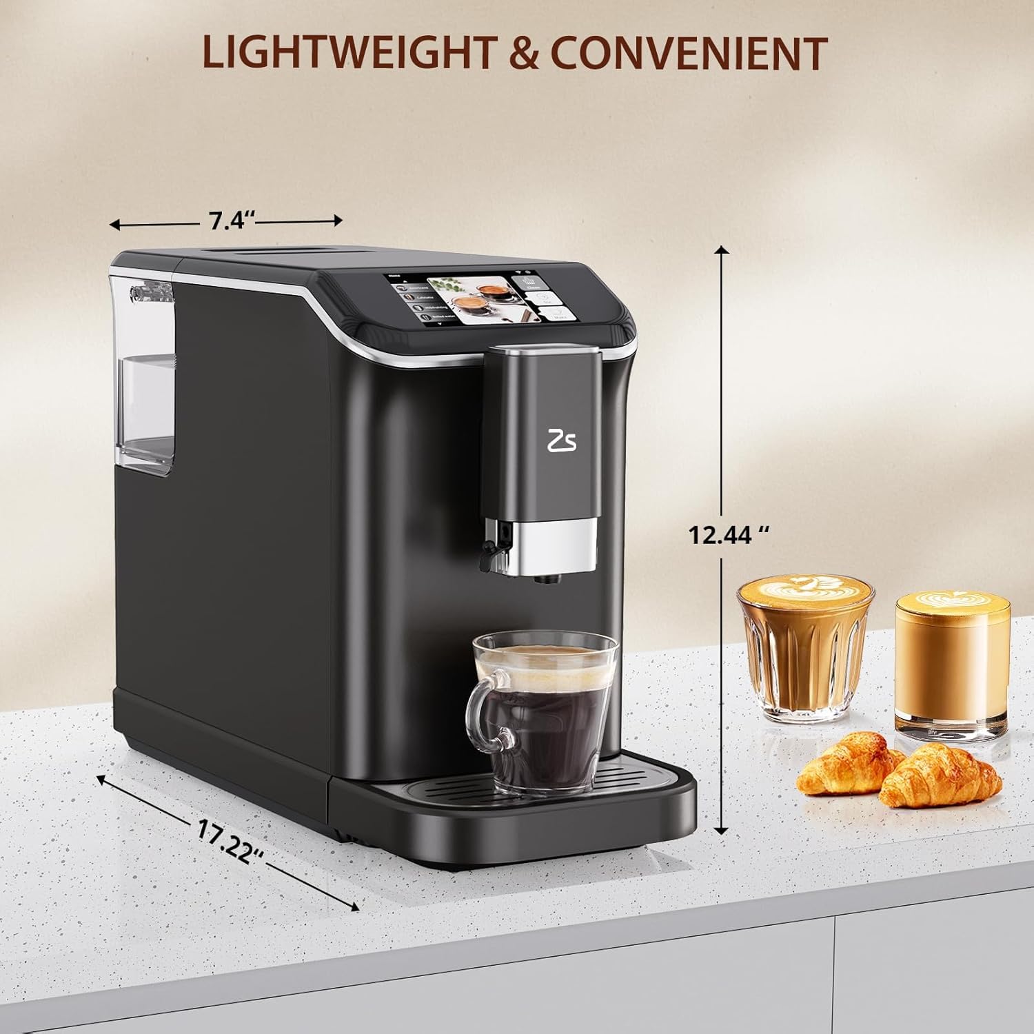 Fully Automatic Espresso Coffee Machine with Milk Frother - 20 Bar Pressure, Adjustable Grinder, 1.5L Capacity, Touch Screen - Perfect for Home Baristas & Coffee Lovers (Black/Silver) - Ideal for Morning Brews, Entertaining Guests & Coffee Shops