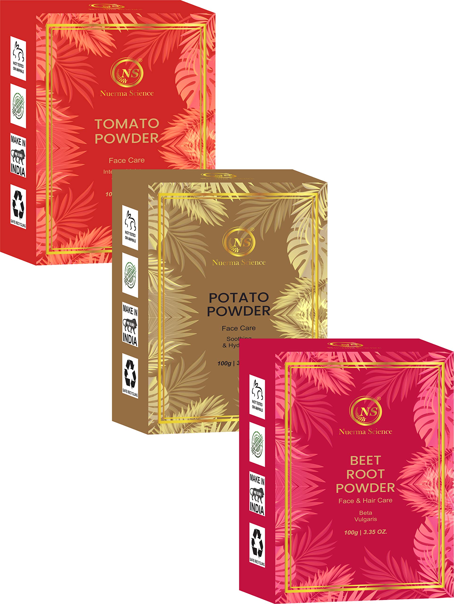 Nuerma Science 100% Natural Tomato Powder, Potato Powder & Beetroot Powder (300g) - Organic Skin Care for Face Masks & DIY Beauty Treatments
