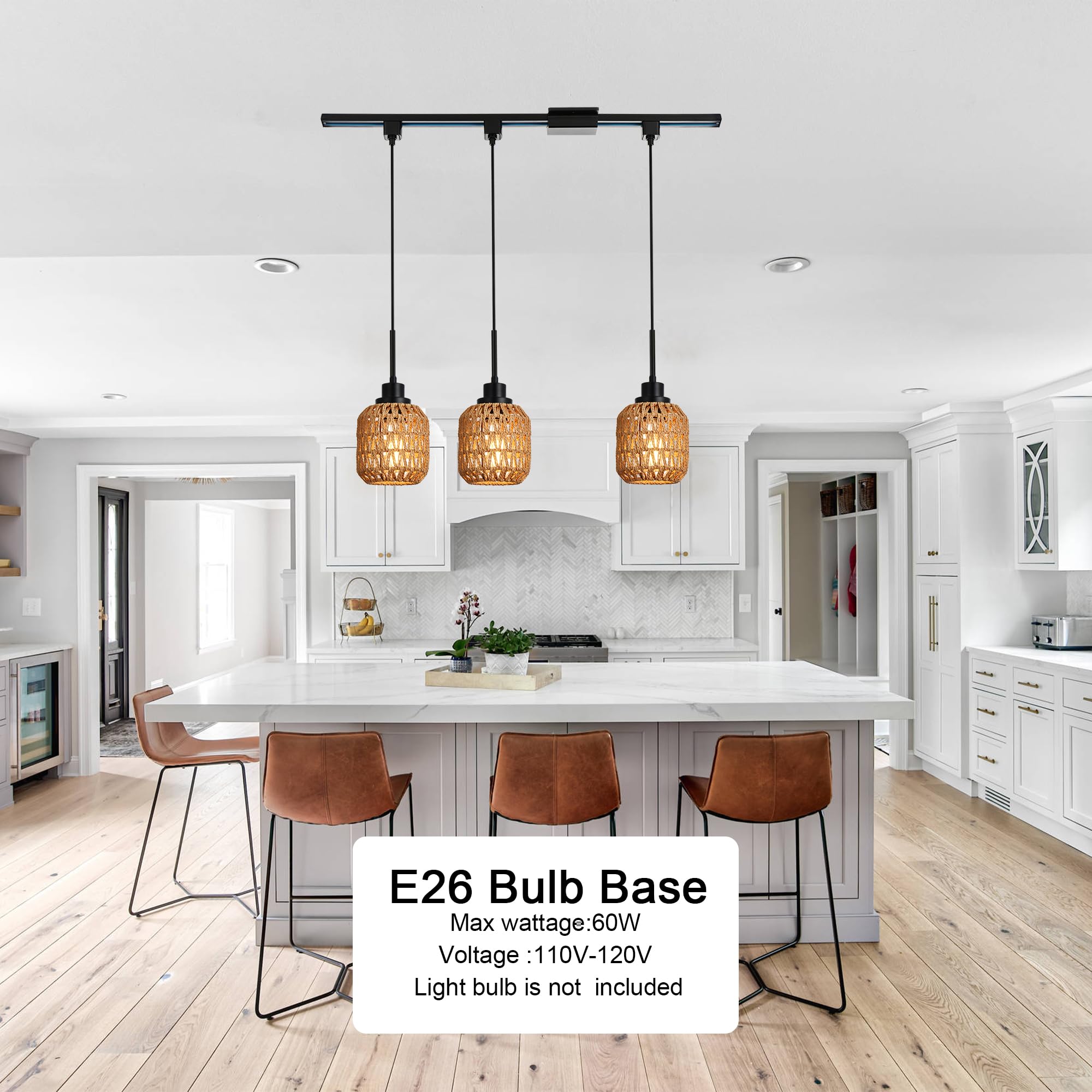 3-Light H-Shaped Track Lighting Pendant Set with 39.3