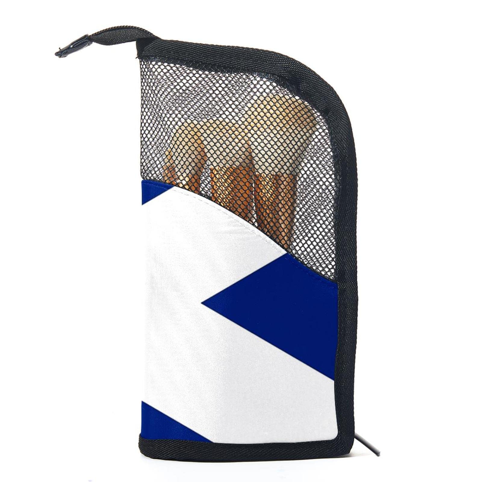 Premium 12-Piece Makeup Brush Organizer Bag with Scotland Flag Design - Portable Waterproof Cosmetic Brush Holder Case for Travel, Home & Professional Makeup Artists