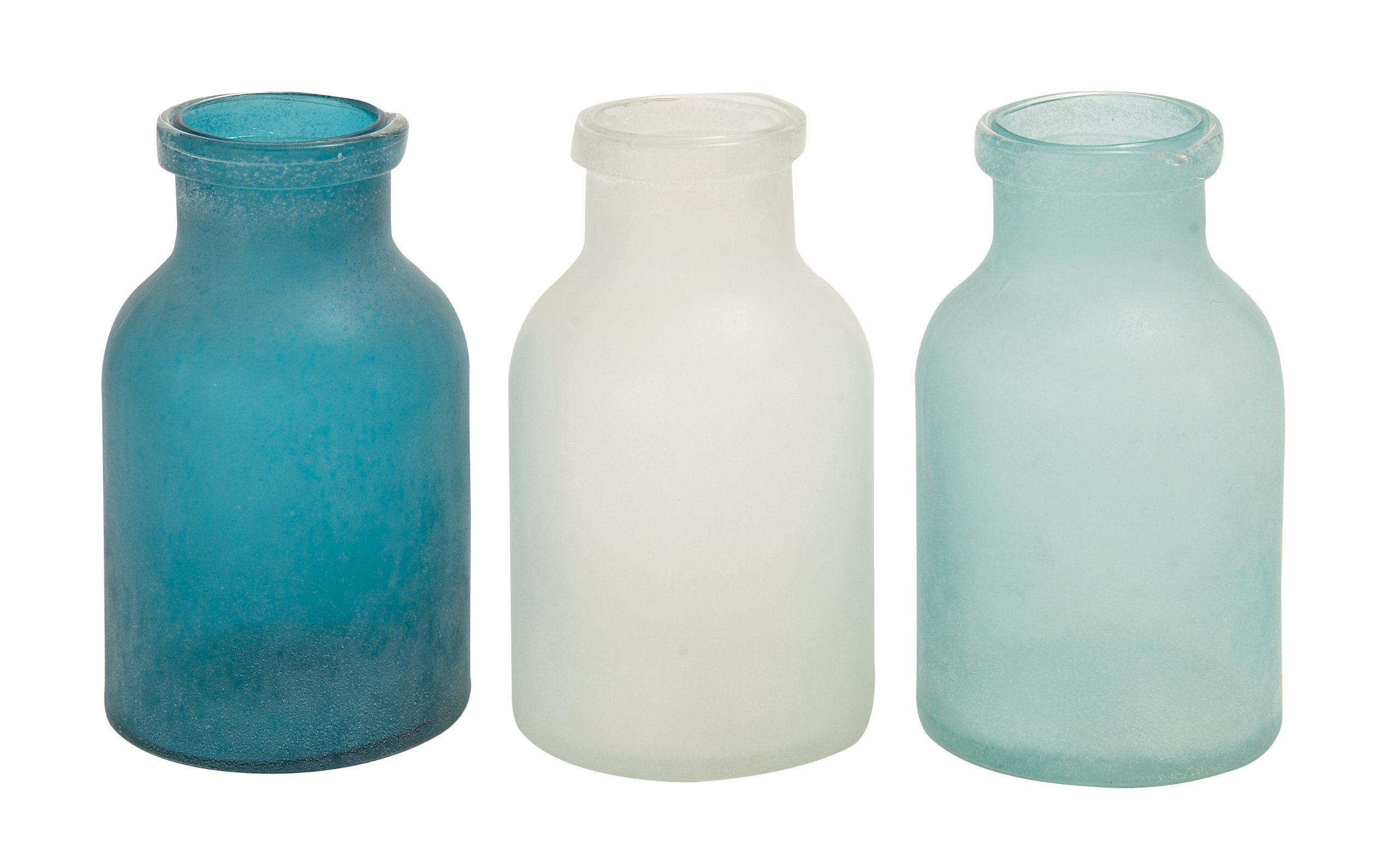 Benzara 67463 Set of 3 Smooth Glass Vases - Modern Decorative Flower Vases for Home, Wedding, and Office Decor