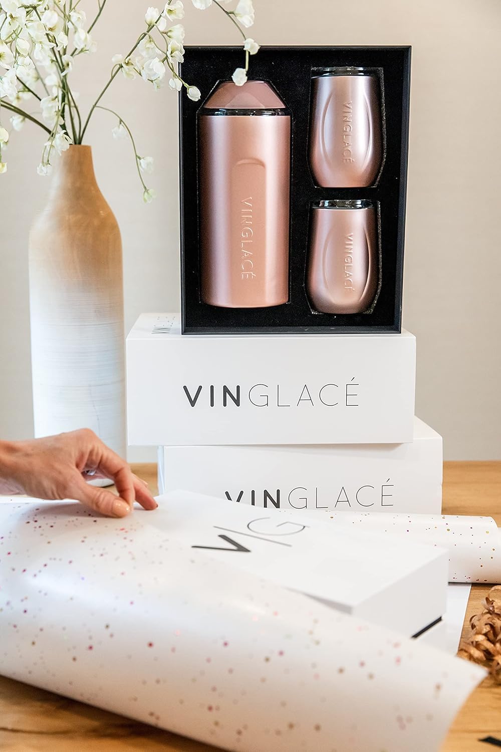 Vinglacé Personalized Wine & Champagne Bottle Chiller - Custom Engraved Gift for Wine Lovers (Rose Gold) | Perfect for Weddings, Anniversaries & Holiday Gifts