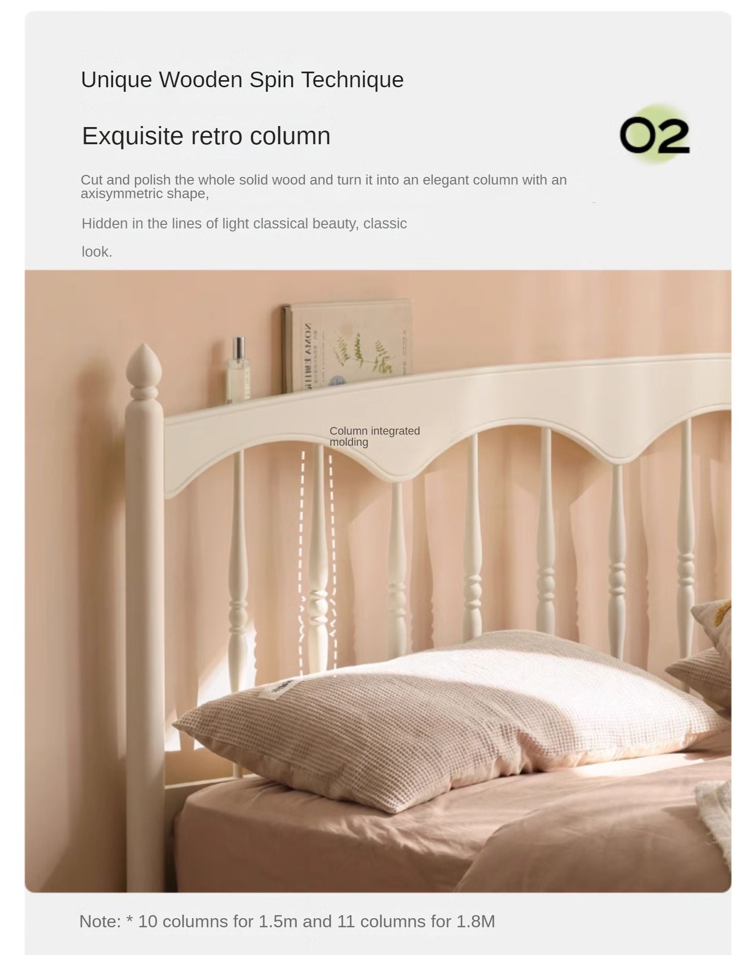 French Cream Style Poplar Solid Wood Bed - Elegant & Durable Bedroom Furniture for Master Bedroom, Guest Room, or Kids Room