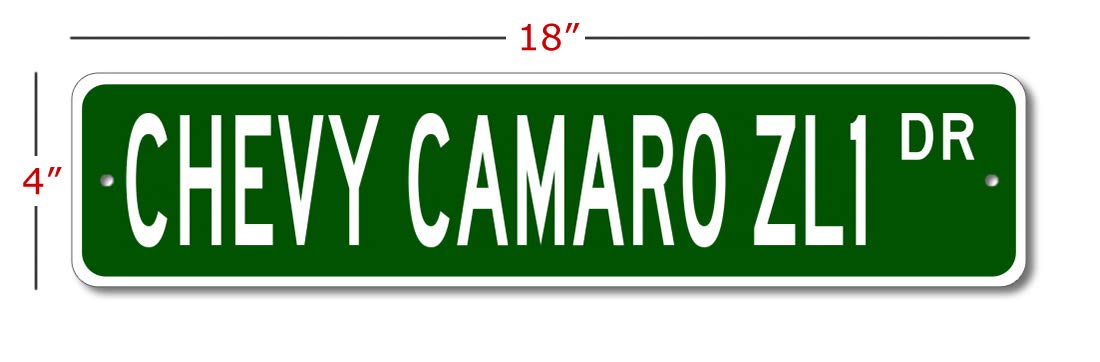 Chevy Camaro ZL1 Street Sign - Authentic GM Licensed Metal Garage Wall Decor (4x18 Inches) - Perfect for Man Cave, Auto Shop & Car Enthusiast Gift