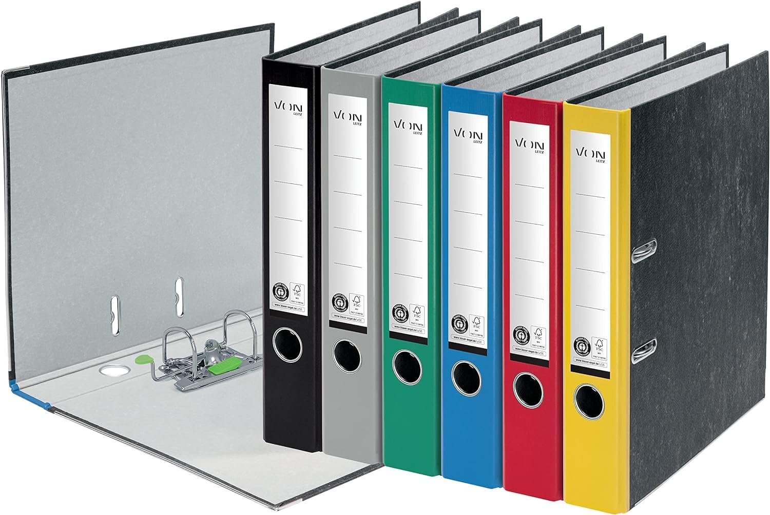 VON Leitz 10541055 Pack of 5 A4 Folders - 100% Recycled Cardboard, 50mm Spine Width, Holds 350 Sheets - Blue Angel & FSC Certified (Marbled Blue) | Eco-Friendly School, Office & Home Organization Supplies for Documents, Papers & Files